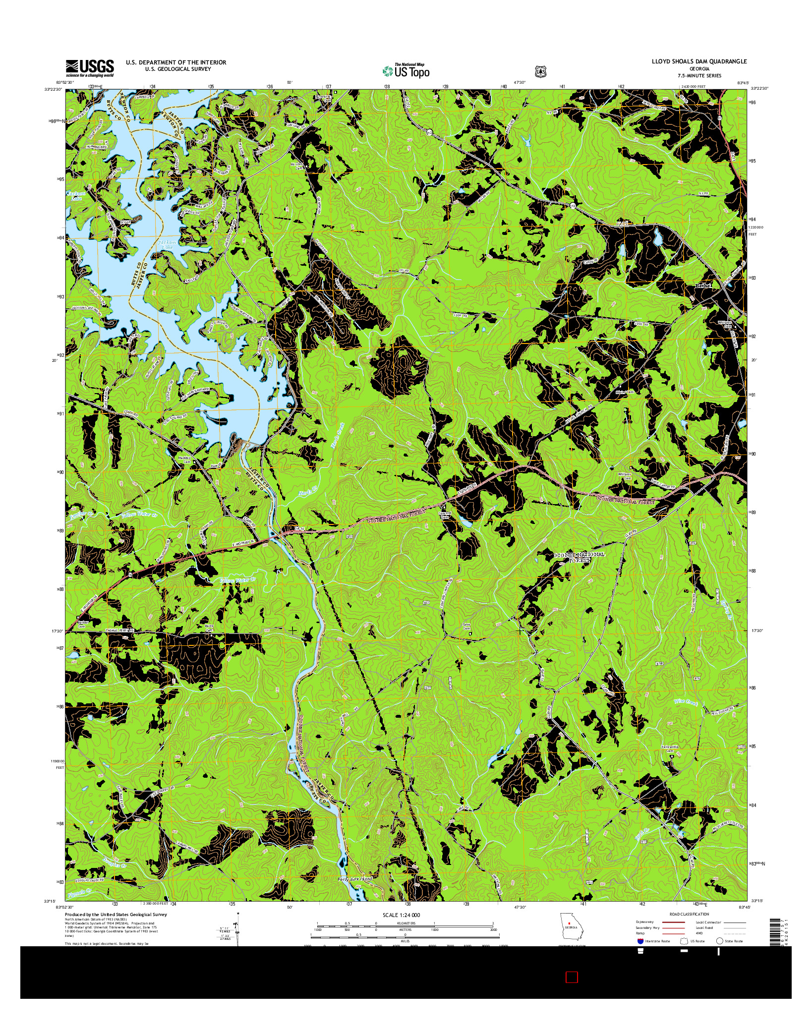 USGS US TOPO 7.5-MINUTE MAP FOR LLOYD SHOALS DAM, GA 2014