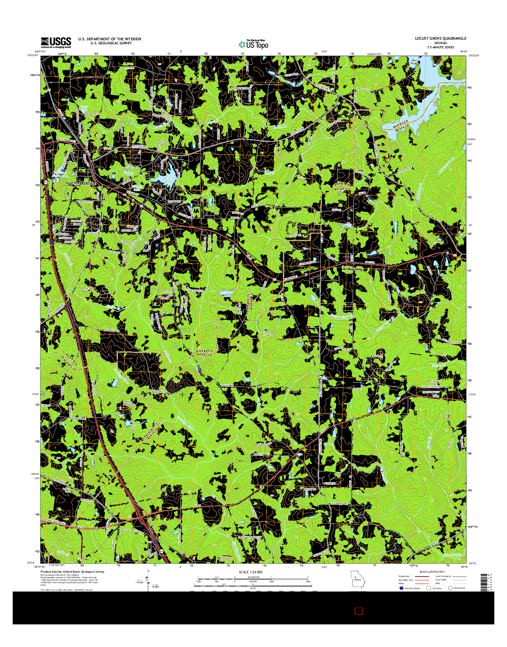 USGS US TOPO 7.5-MINUTE MAP FOR LOCUST GROVE, GA 2014
