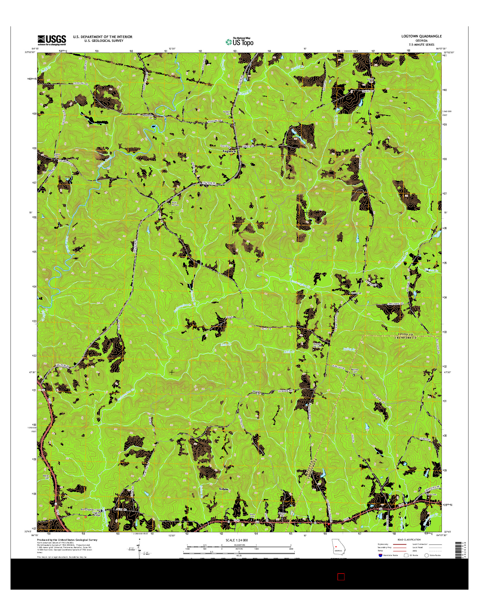 USGS US TOPO 7.5-MINUTE MAP FOR LOGTOWN, GA 2014