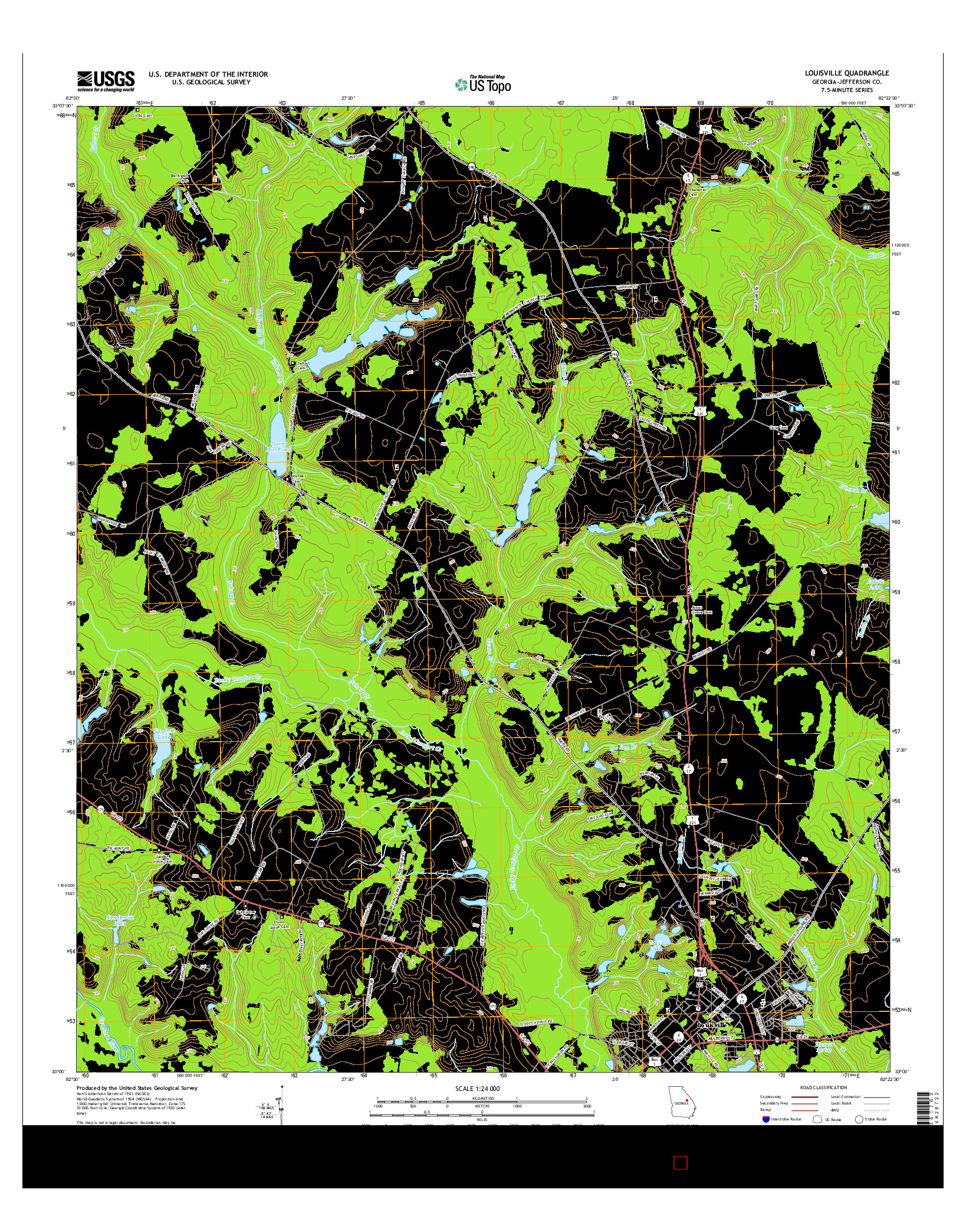 USGS US TOPO 7.5-MINUTE MAP FOR LOUISVILLE, GA 2014