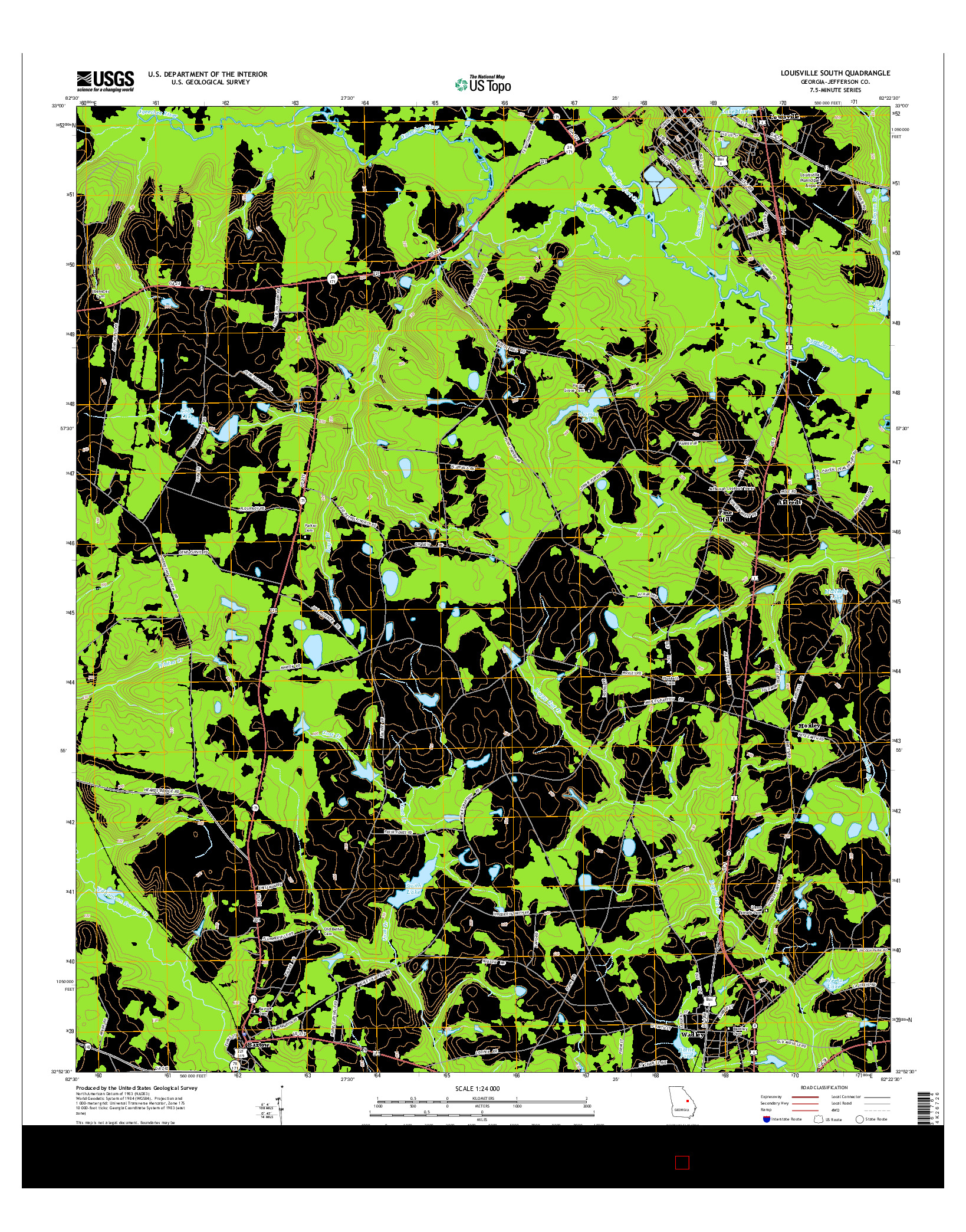 USGS US TOPO 7.5-MINUTE MAP FOR LOUISVILLE SOUTH, GA 2014