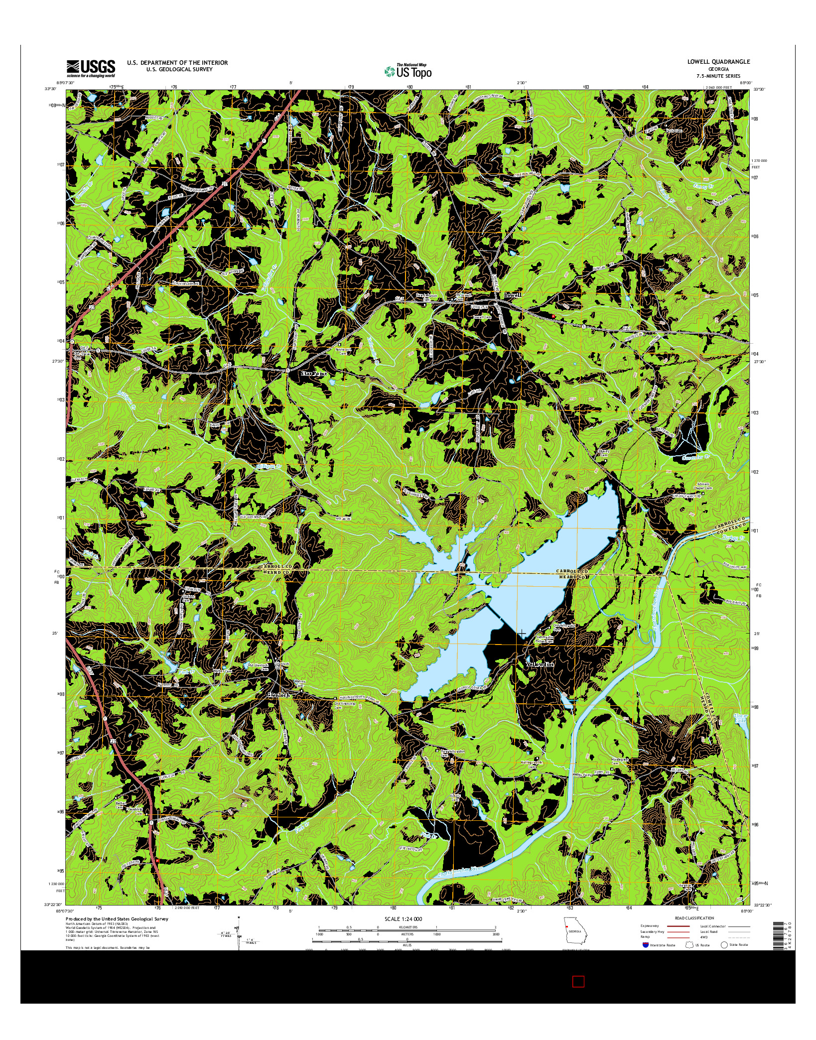 USGS US TOPO 7.5-MINUTE MAP FOR LOWELL, GA 2014