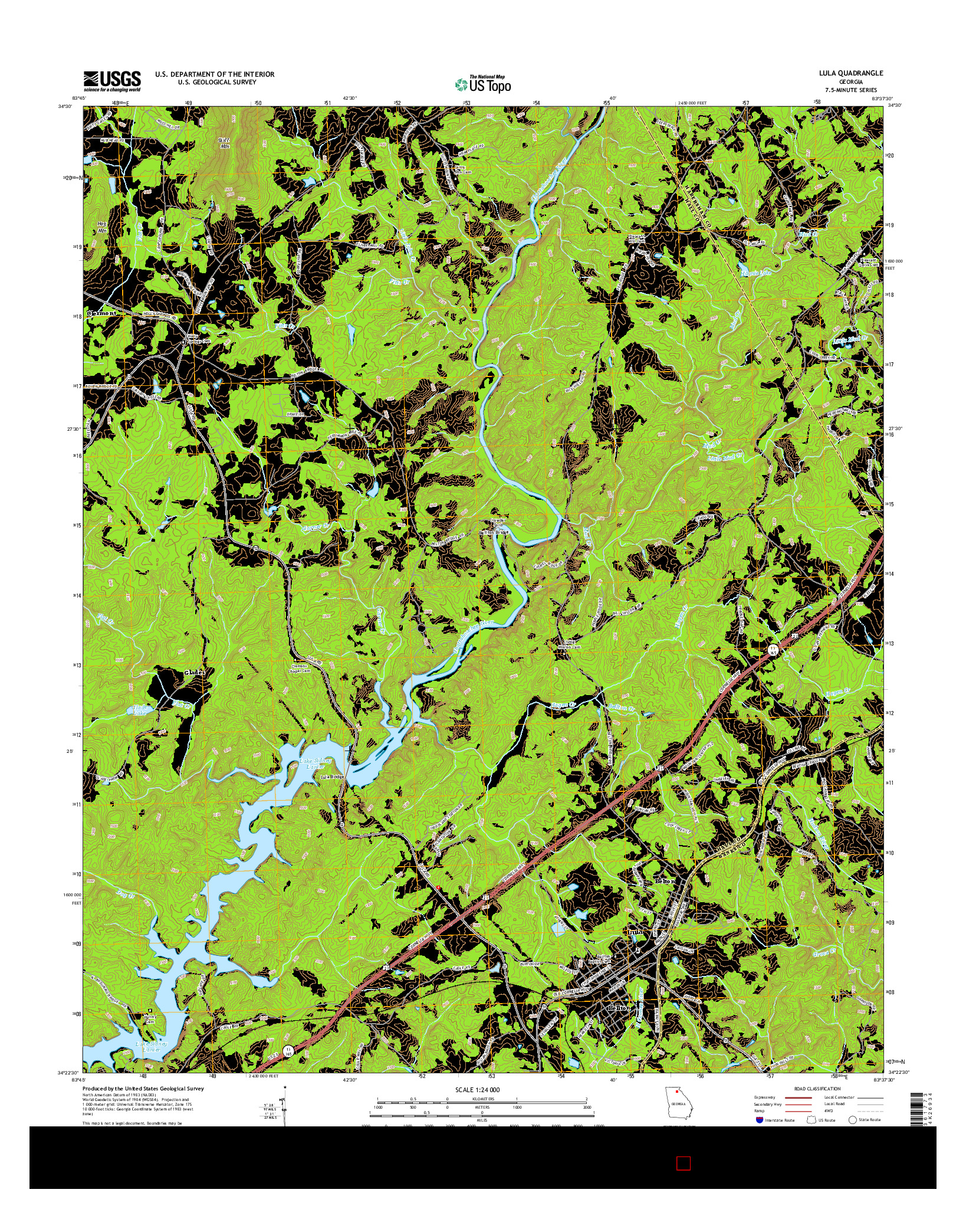 USGS US TOPO 7.5-MINUTE MAP FOR LULA, GA 2014