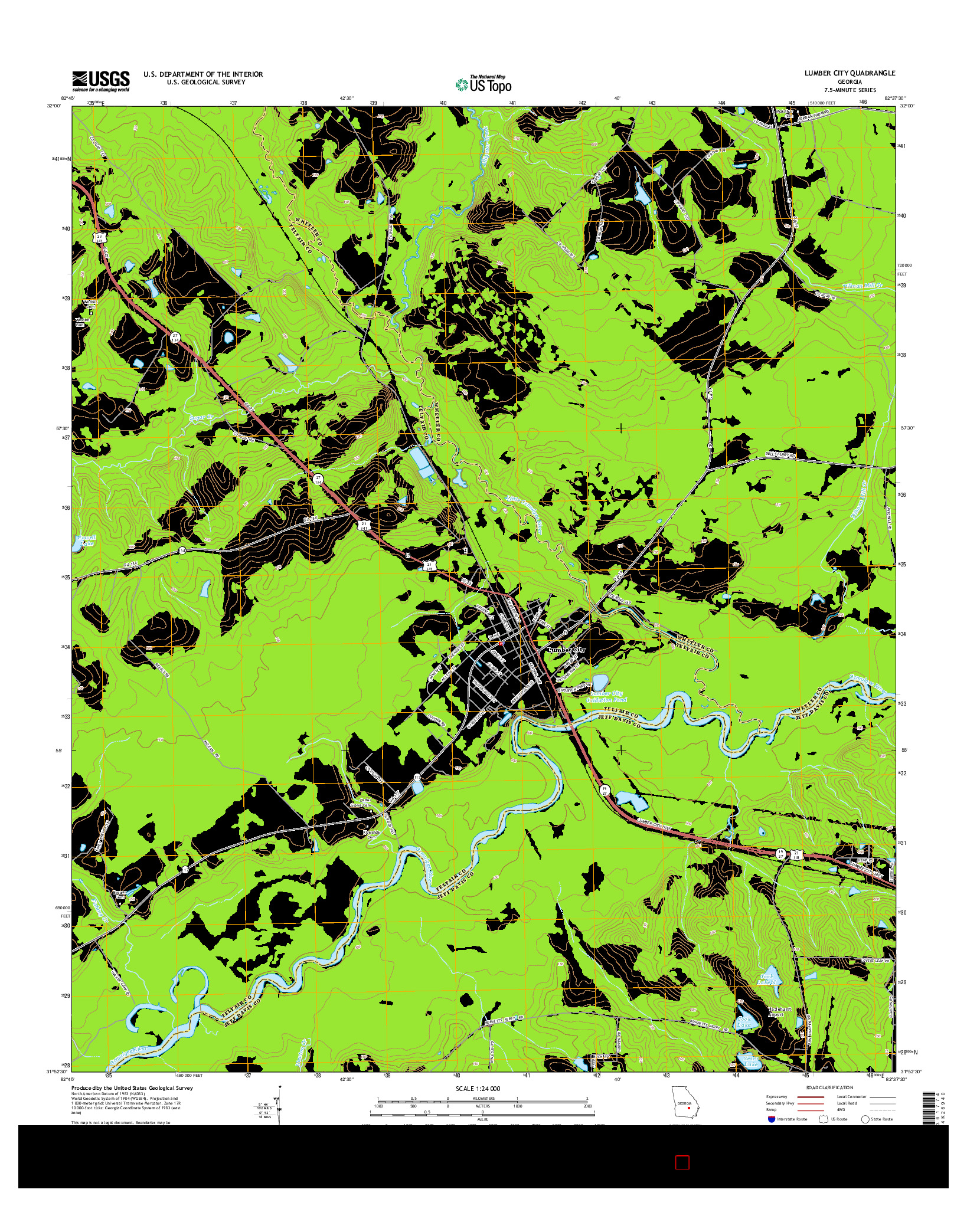 USGS US TOPO 7.5-MINUTE MAP FOR LUMBER CITY, GA 2014