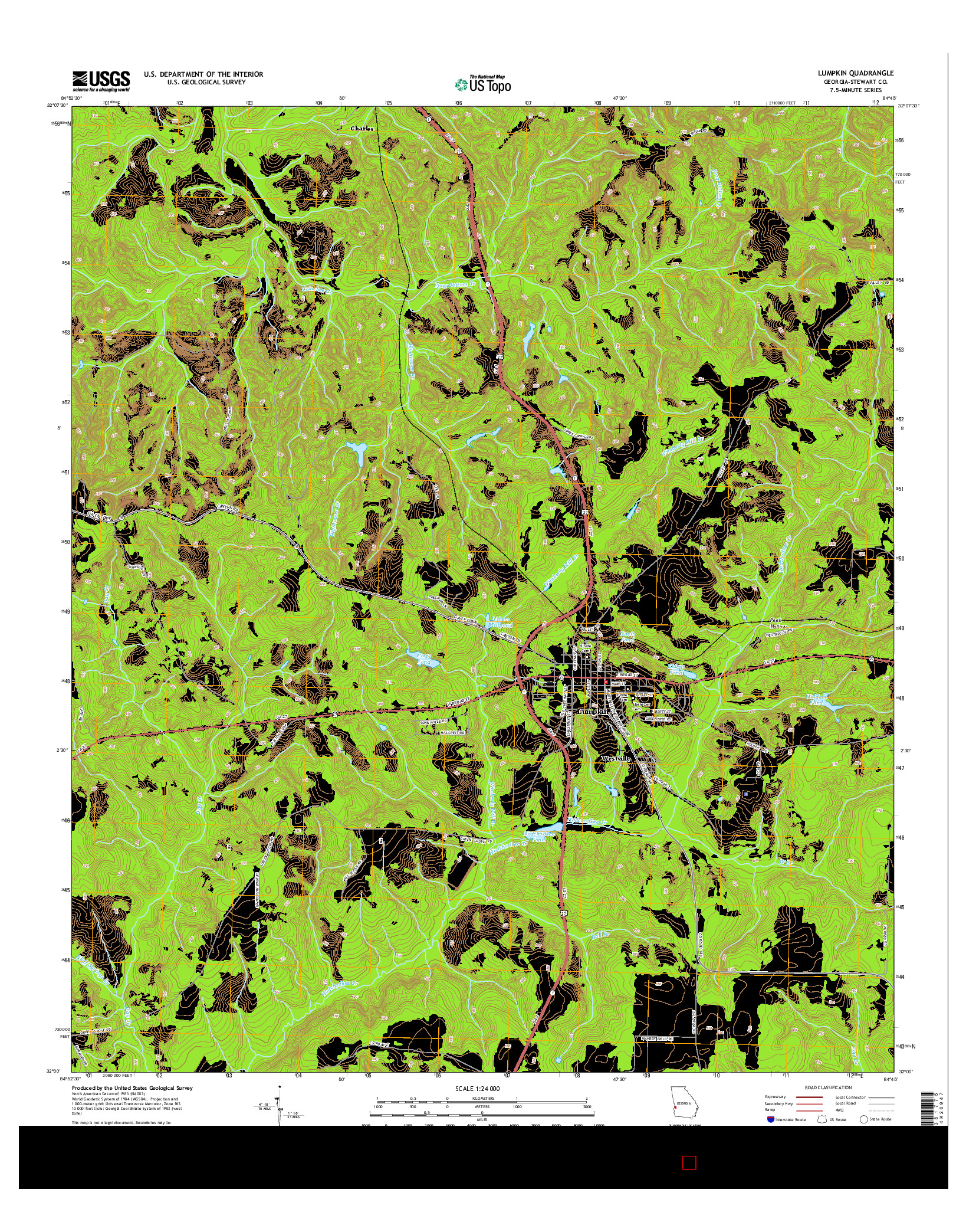 USGS US TOPO 7.5-MINUTE MAP FOR LUMPKIN, GA 2014