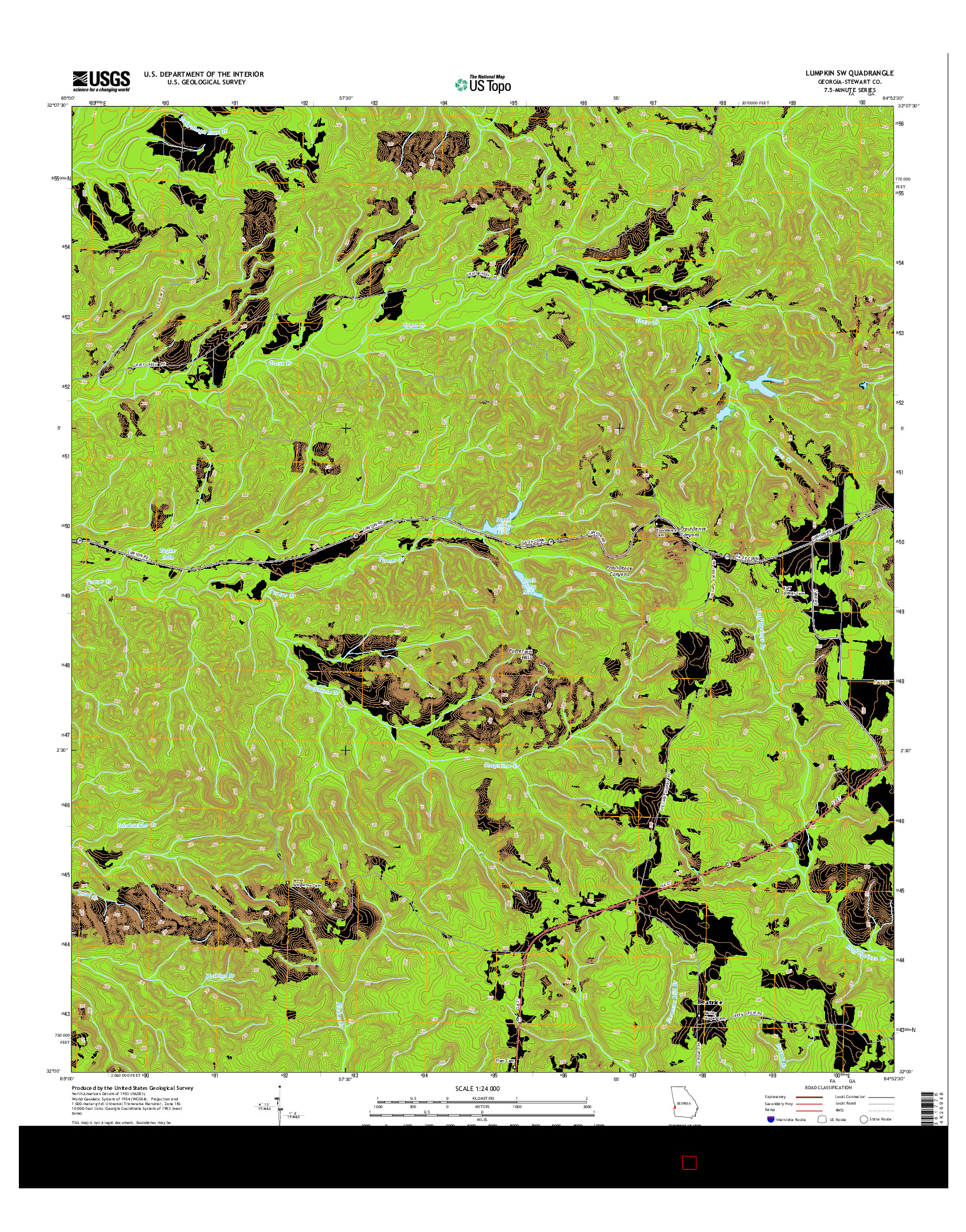 USGS US TOPO 7.5-MINUTE MAP FOR LUMPKIN SW, GA 2014