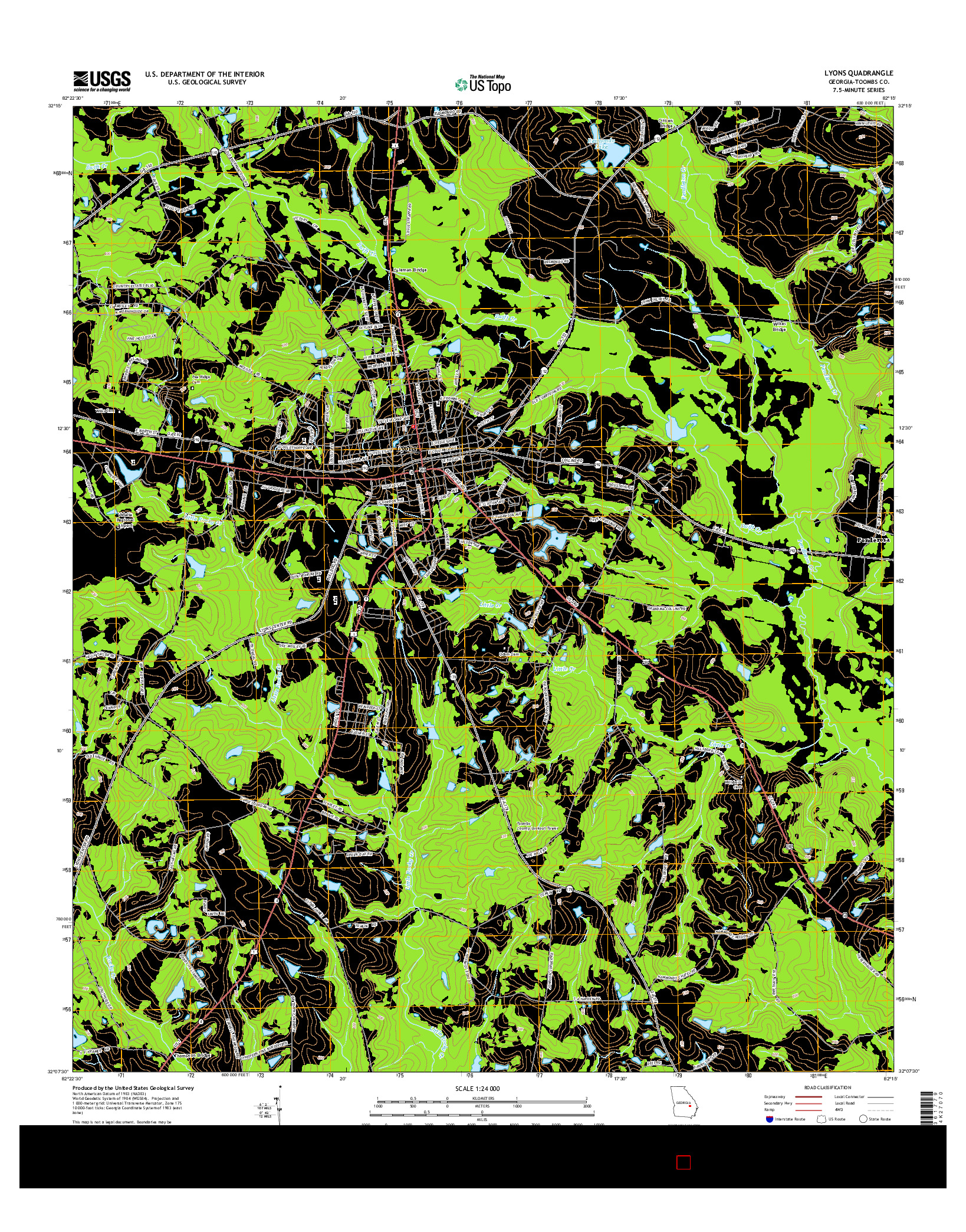 USGS US TOPO 7.5-MINUTE MAP FOR LYONS, GA 2014