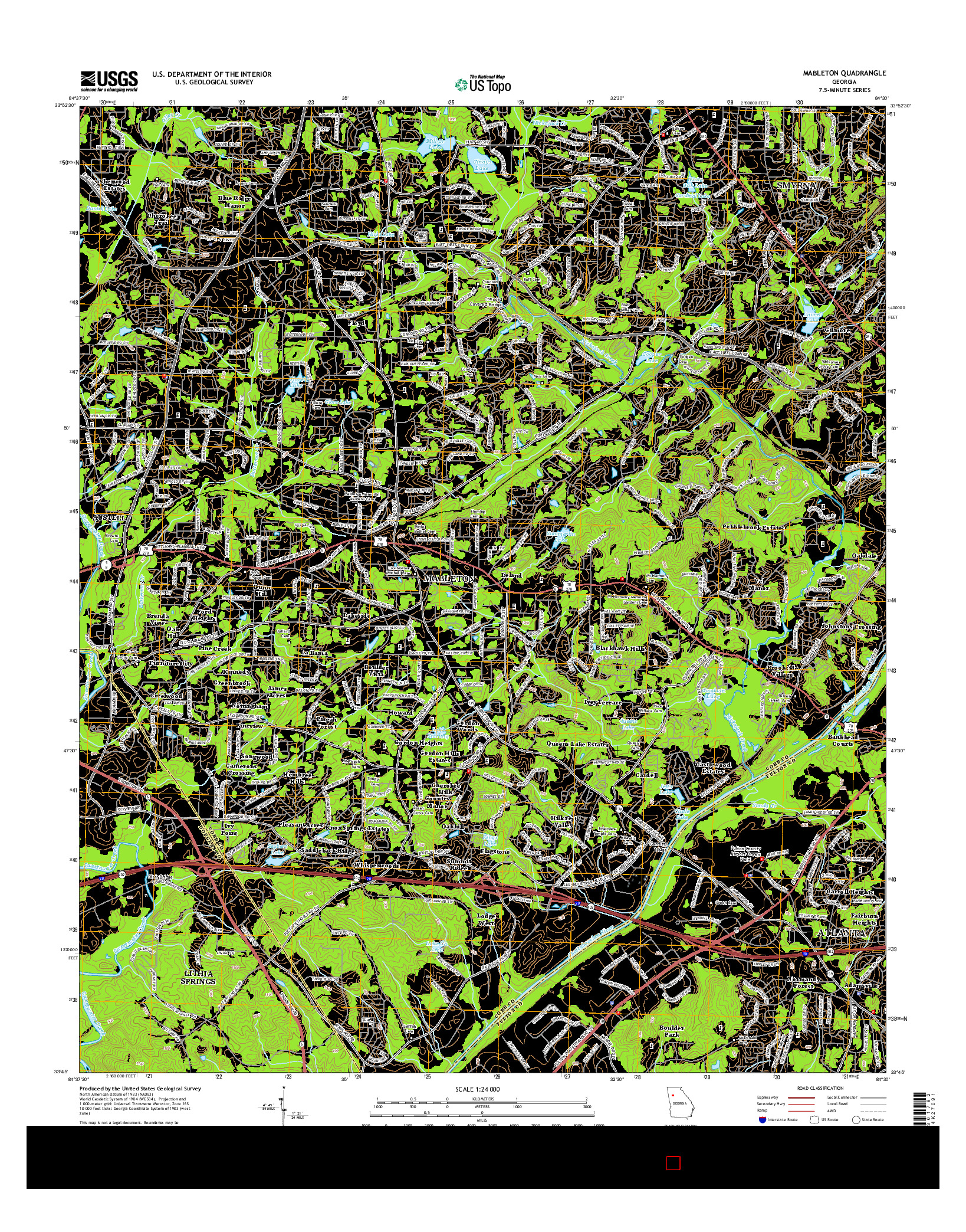 USGS US TOPO 7.5-MINUTE MAP FOR MABLETON, GA 2014