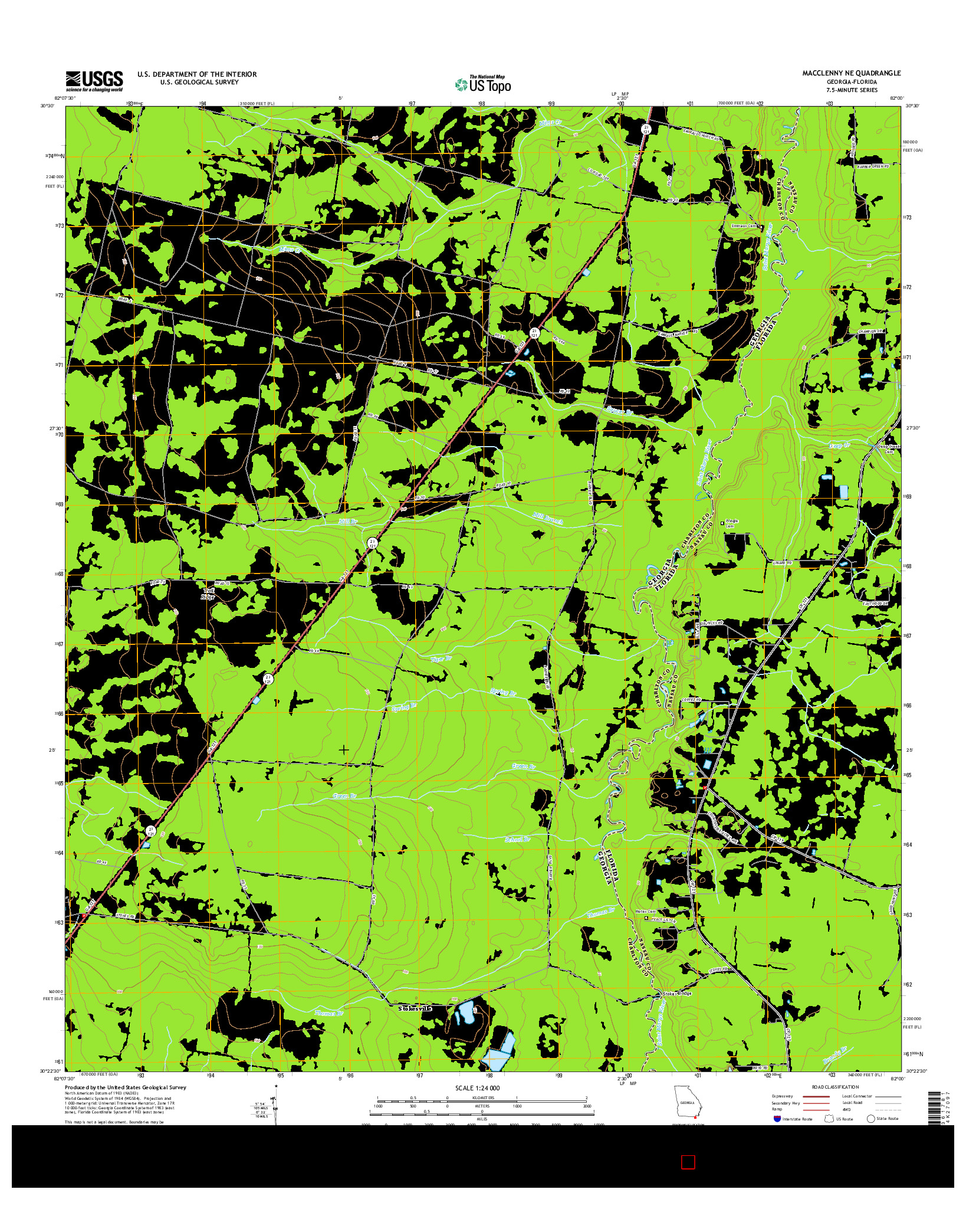 USGS US TOPO 7.5-MINUTE MAP FOR MACCLENNY NE, GA-FL 2014
