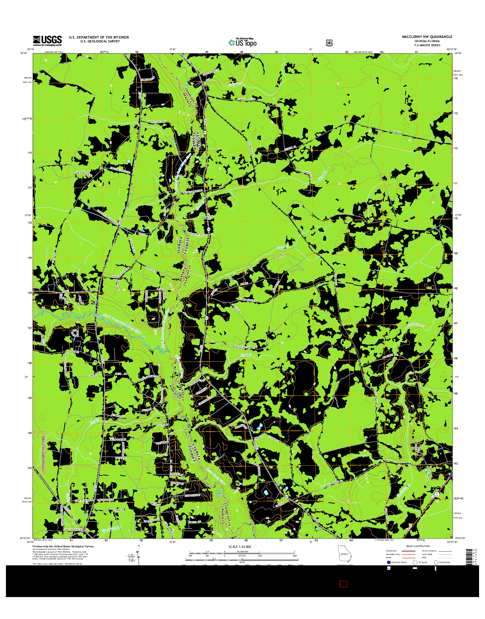 USGS US TOPO 7.5-MINUTE MAP FOR MACCLENNY NW, GA-FL 2014
