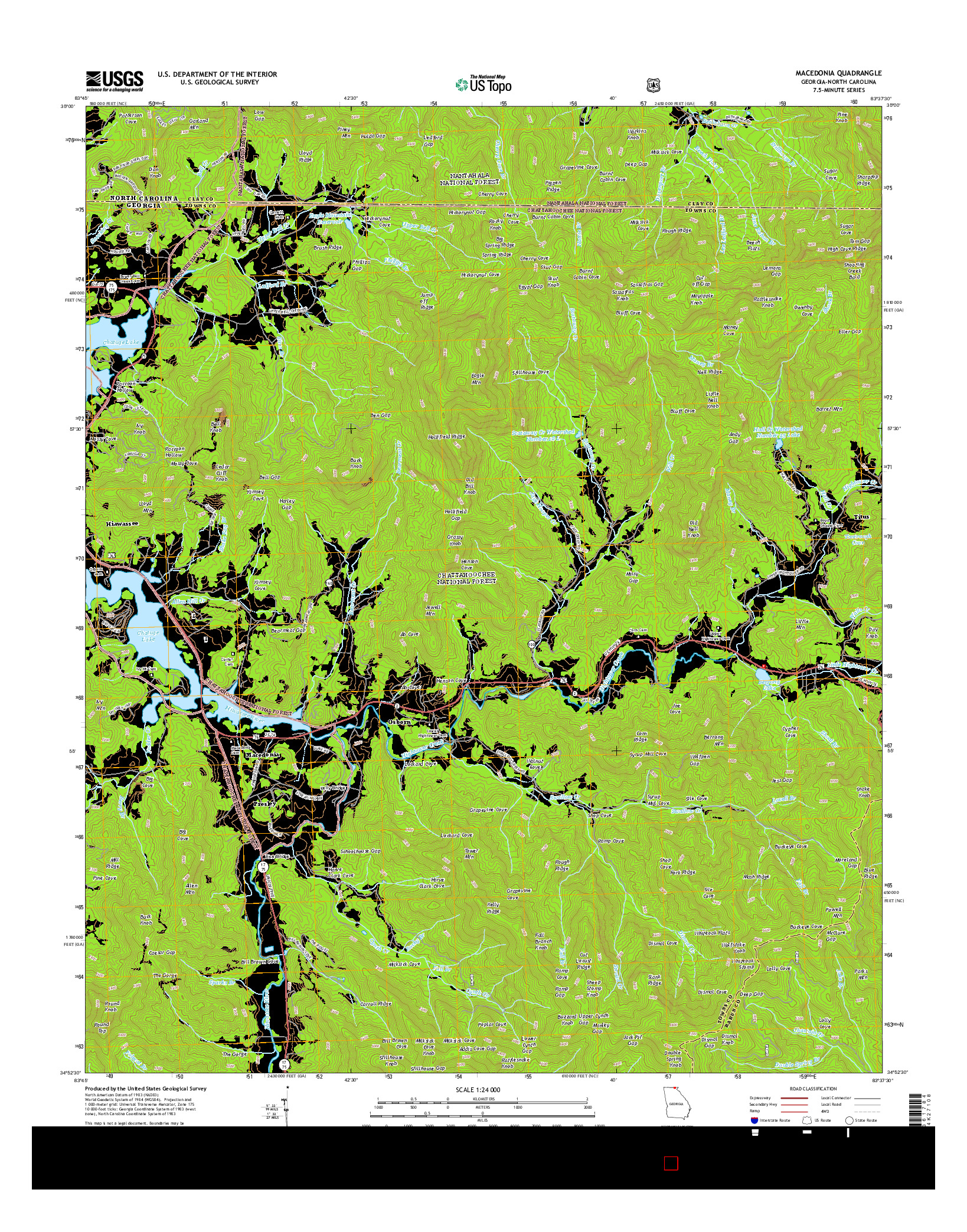 USGS US TOPO 7.5-MINUTE MAP FOR MACEDONIA, GA-NC 2014