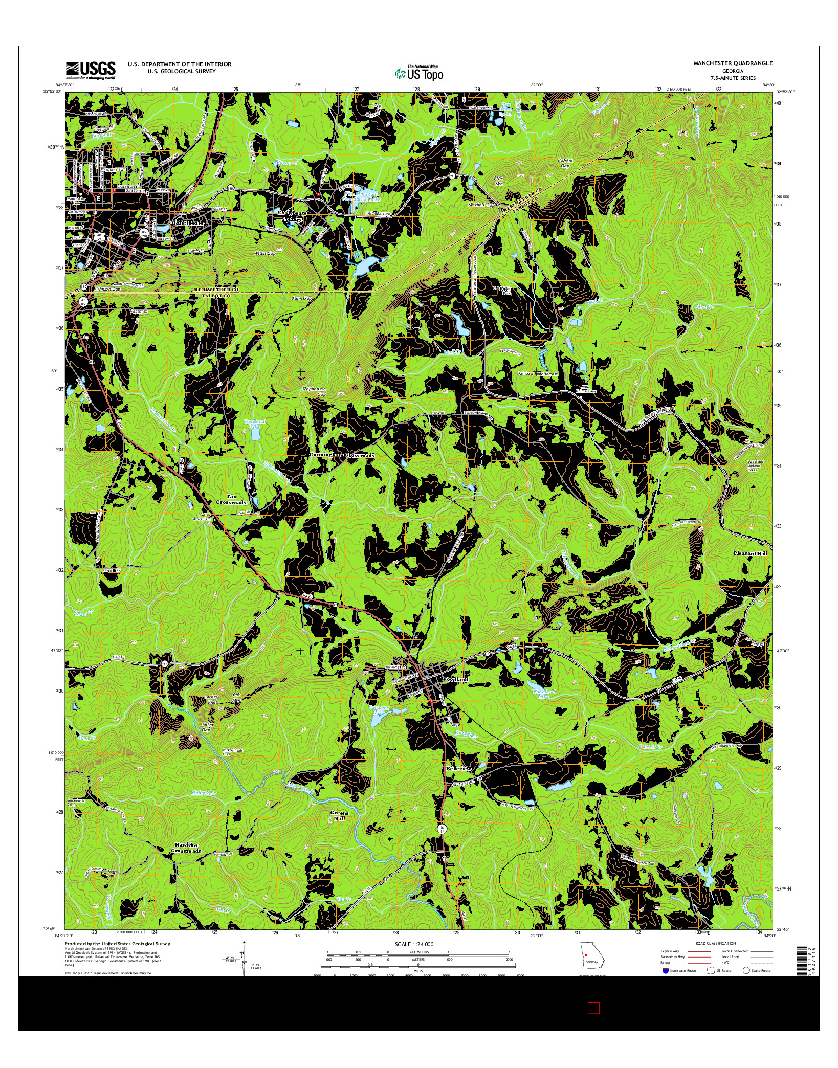 USGS US TOPO 7.5-MINUTE MAP FOR MANCHESTER, GA 2014