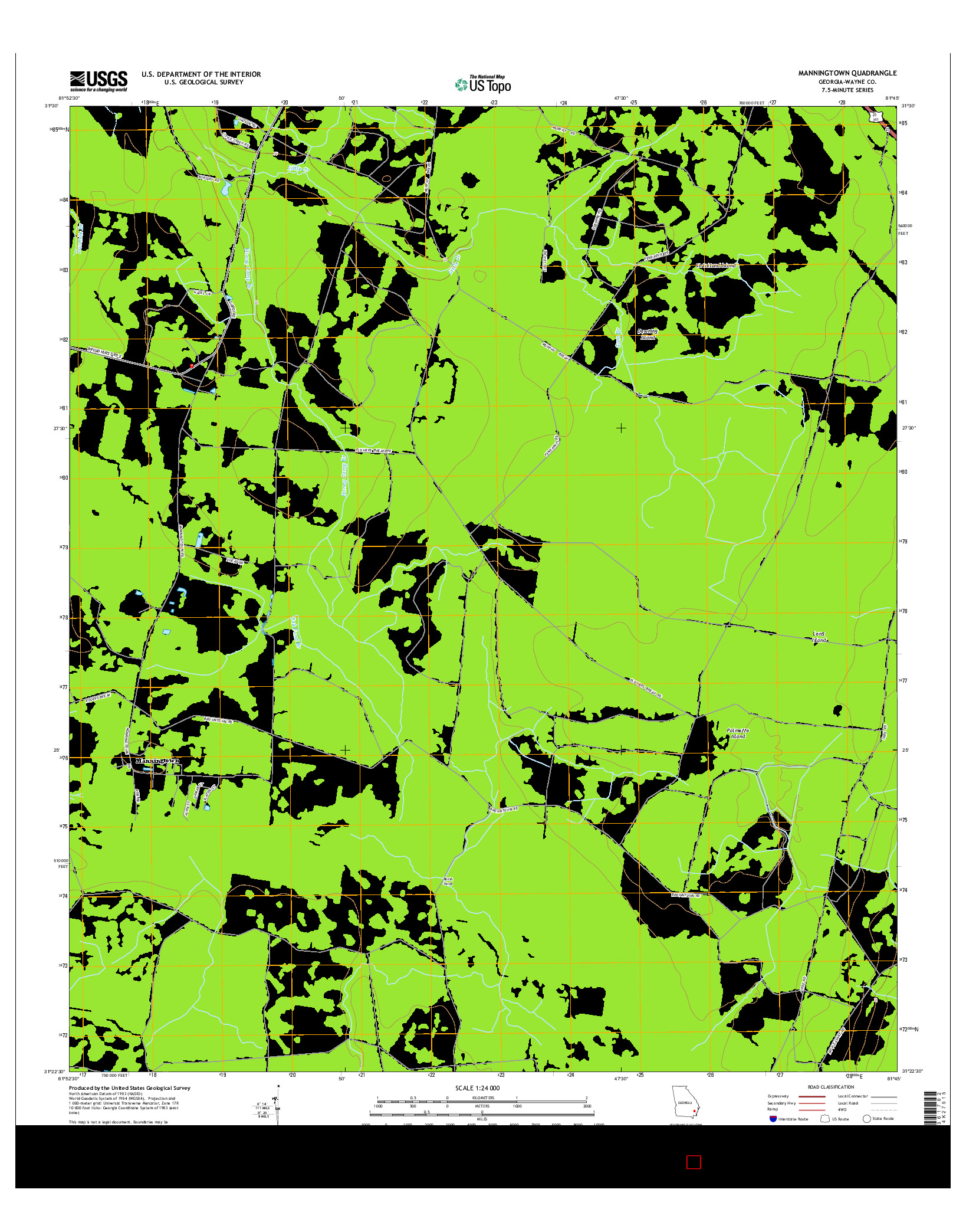 USGS US TOPO 7.5-MINUTE MAP FOR MANNINGTOWN, GA 2014