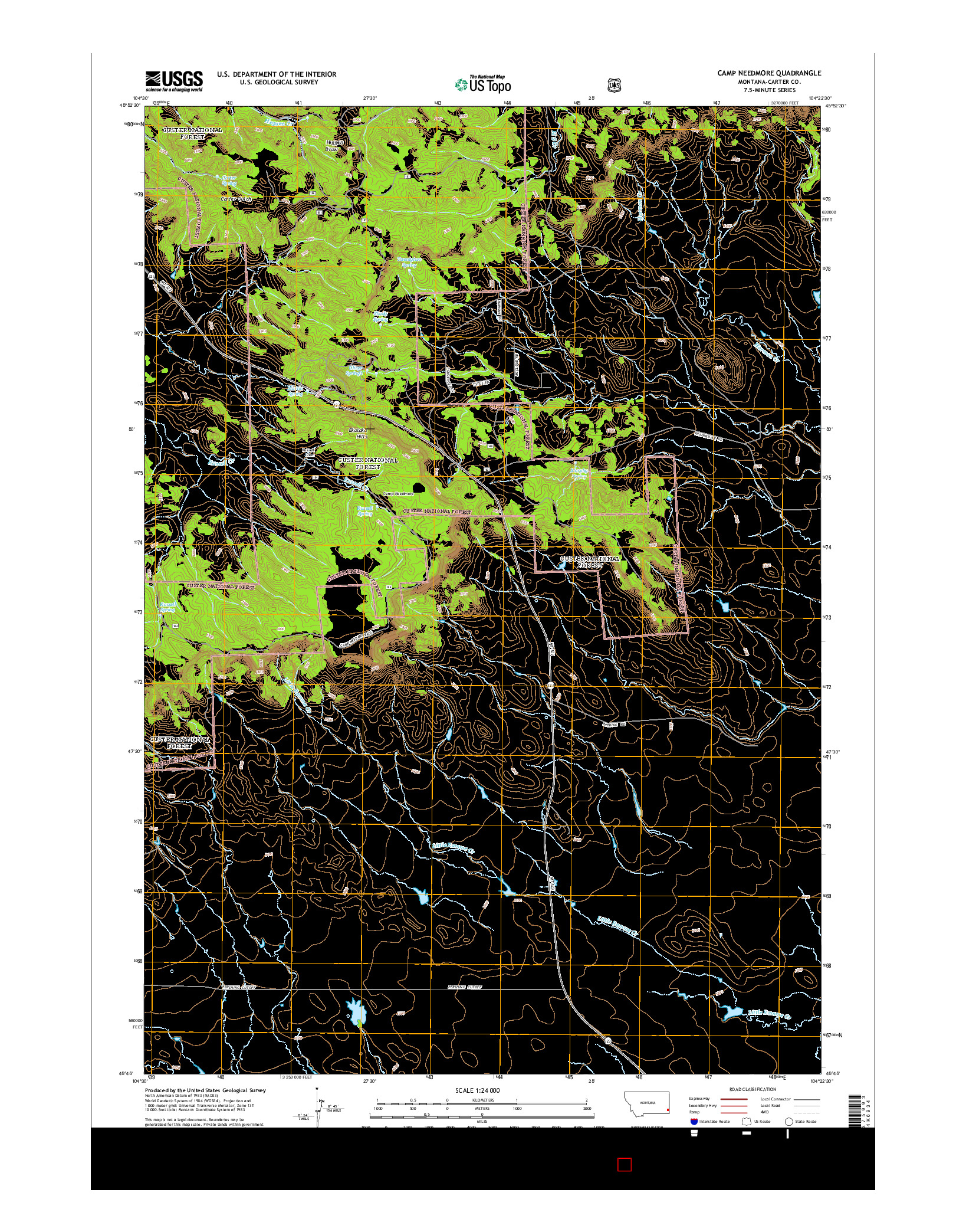 USGS US TOPO 7.5-MINUTE MAP FOR CAMP NEEDMORE, MT 2014