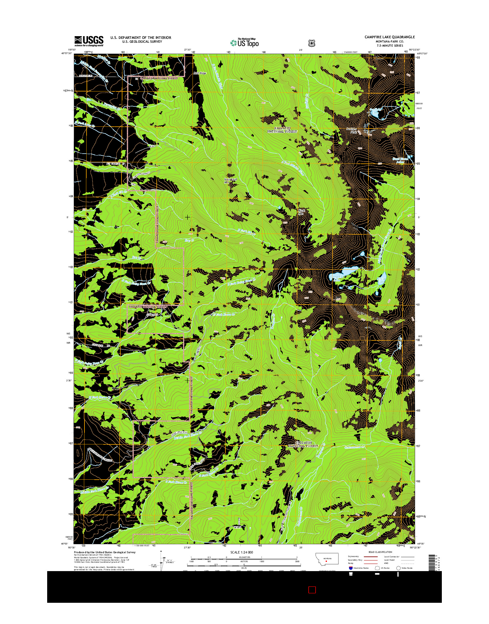 USGS US TOPO 7.5-MINUTE MAP FOR CAMPFIRE LAKE, MT 2014