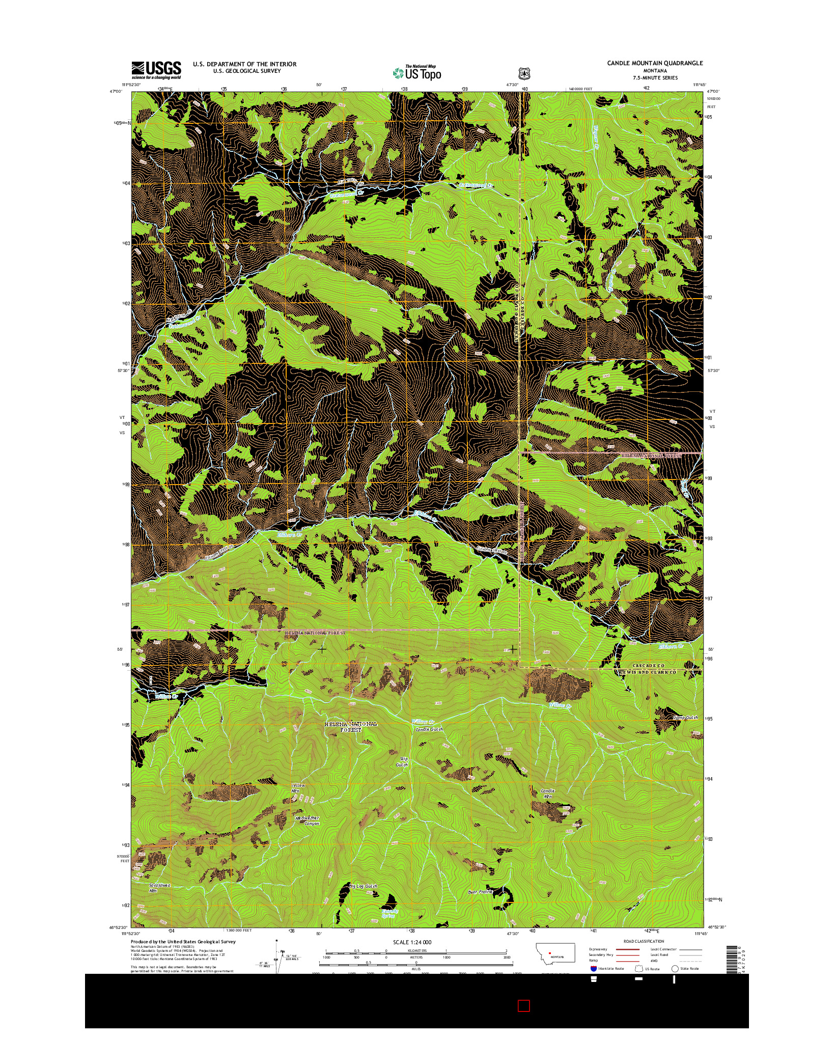 USGS US TOPO 7.5-MINUTE MAP FOR CANDLE MOUNTAIN, MT 2014