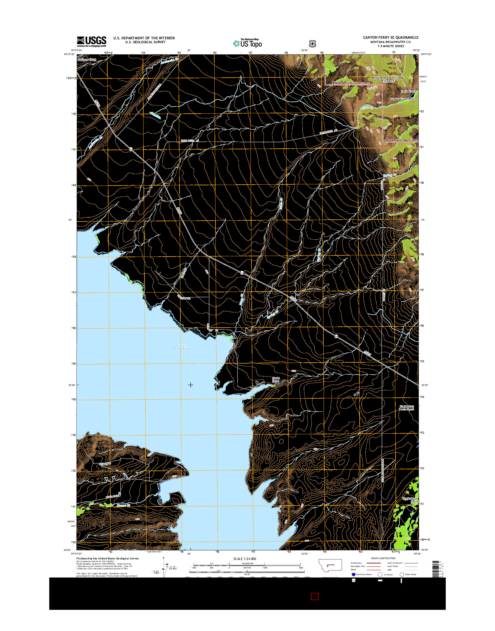 USGS US TOPO 7.5-MINUTE MAP FOR CANYON FERRY SE, MT 2014