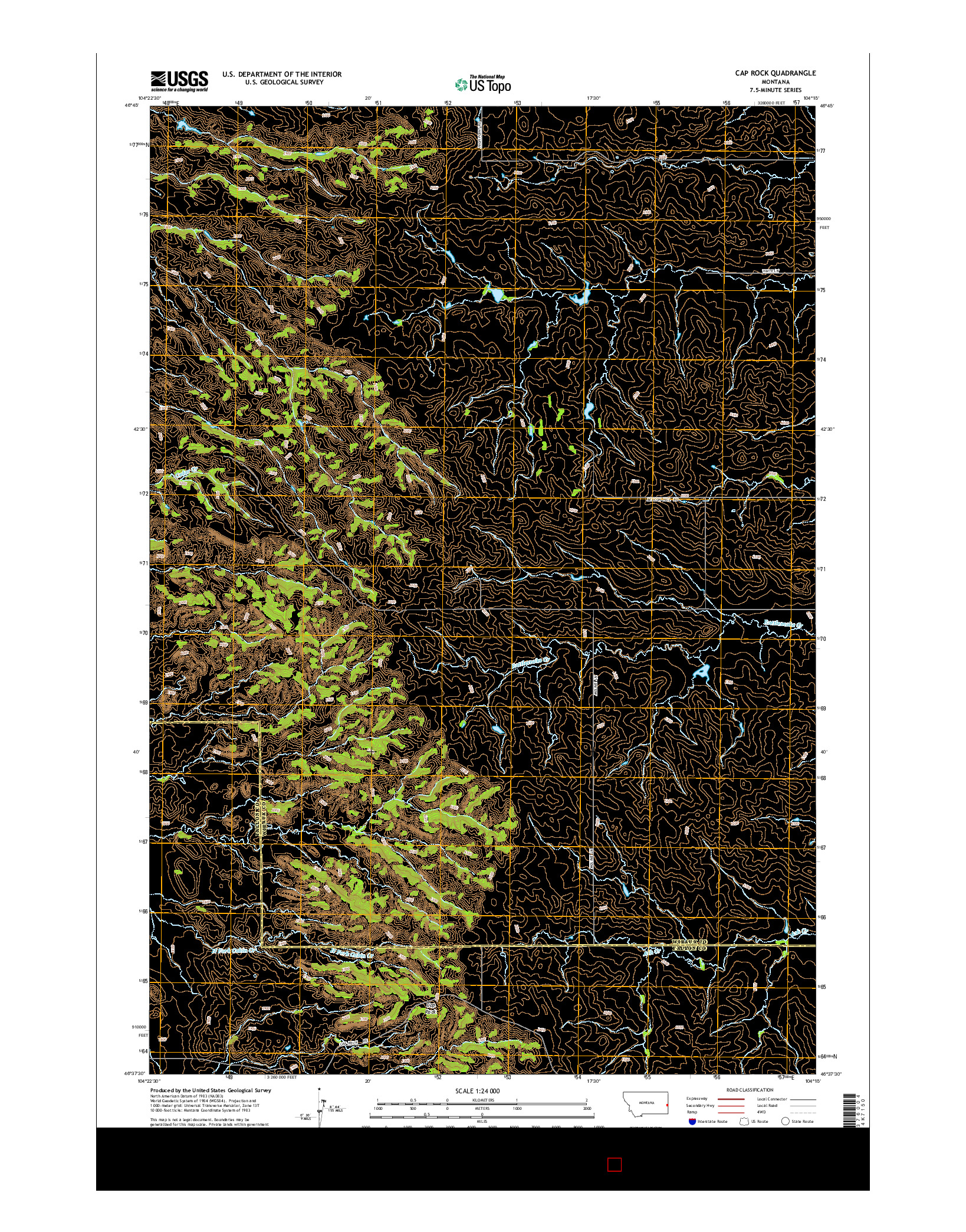USGS US TOPO 7.5-MINUTE MAP FOR CAP ROCK, MT 2014