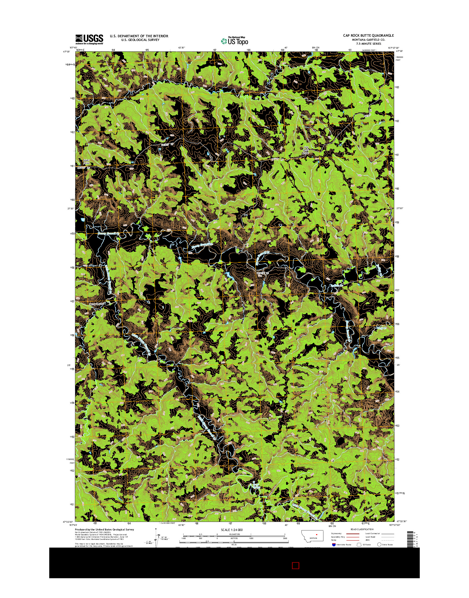 USGS US TOPO 7.5-MINUTE MAP FOR CAP ROCK BUTTE, MT 2014