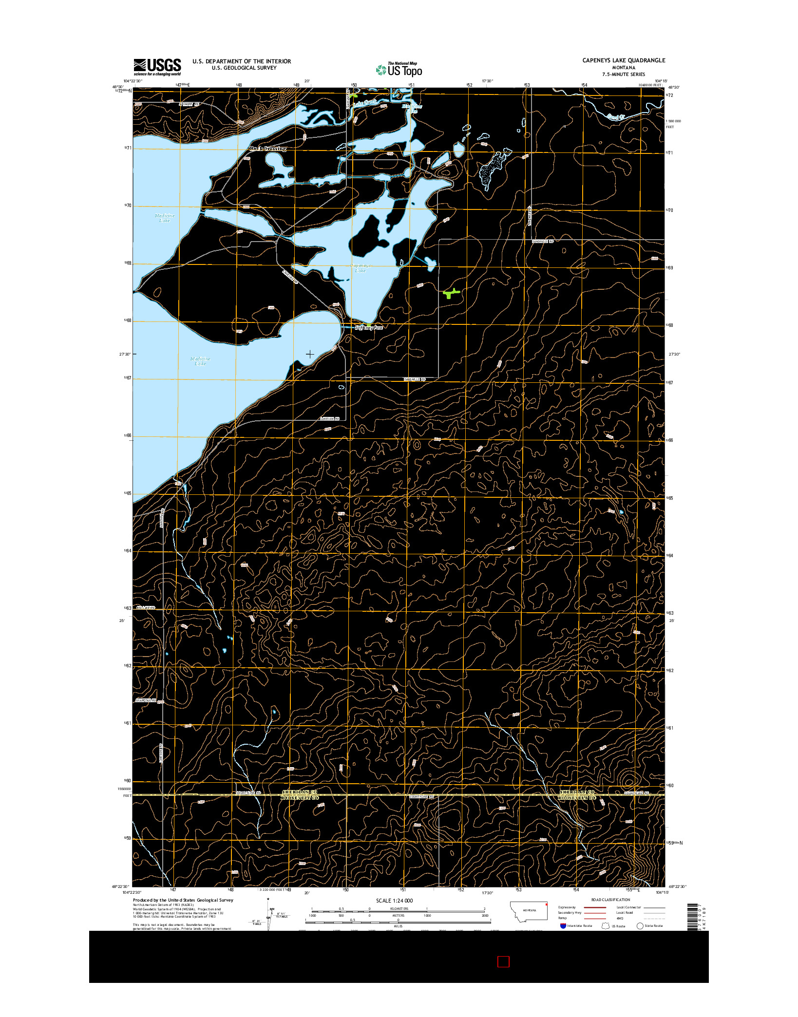 USGS US TOPO 7.5-MINUTE MAP FOR CAPENEYS LAKE, MT 2014