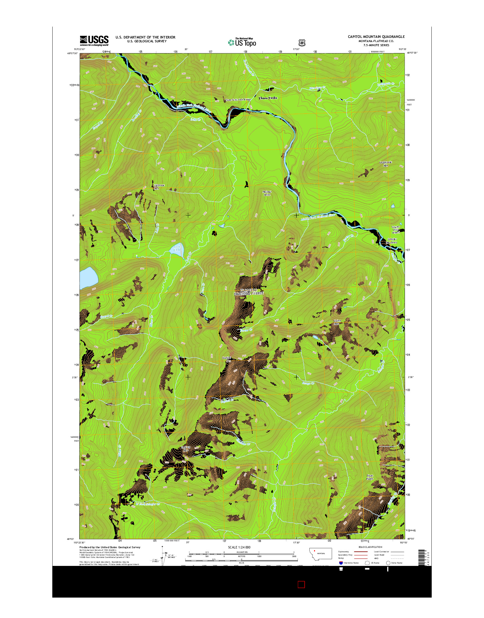 USGS US TOPO 7.5-MINUTE MAP FOR CAPITOL MOUNTAIN, MT 2014