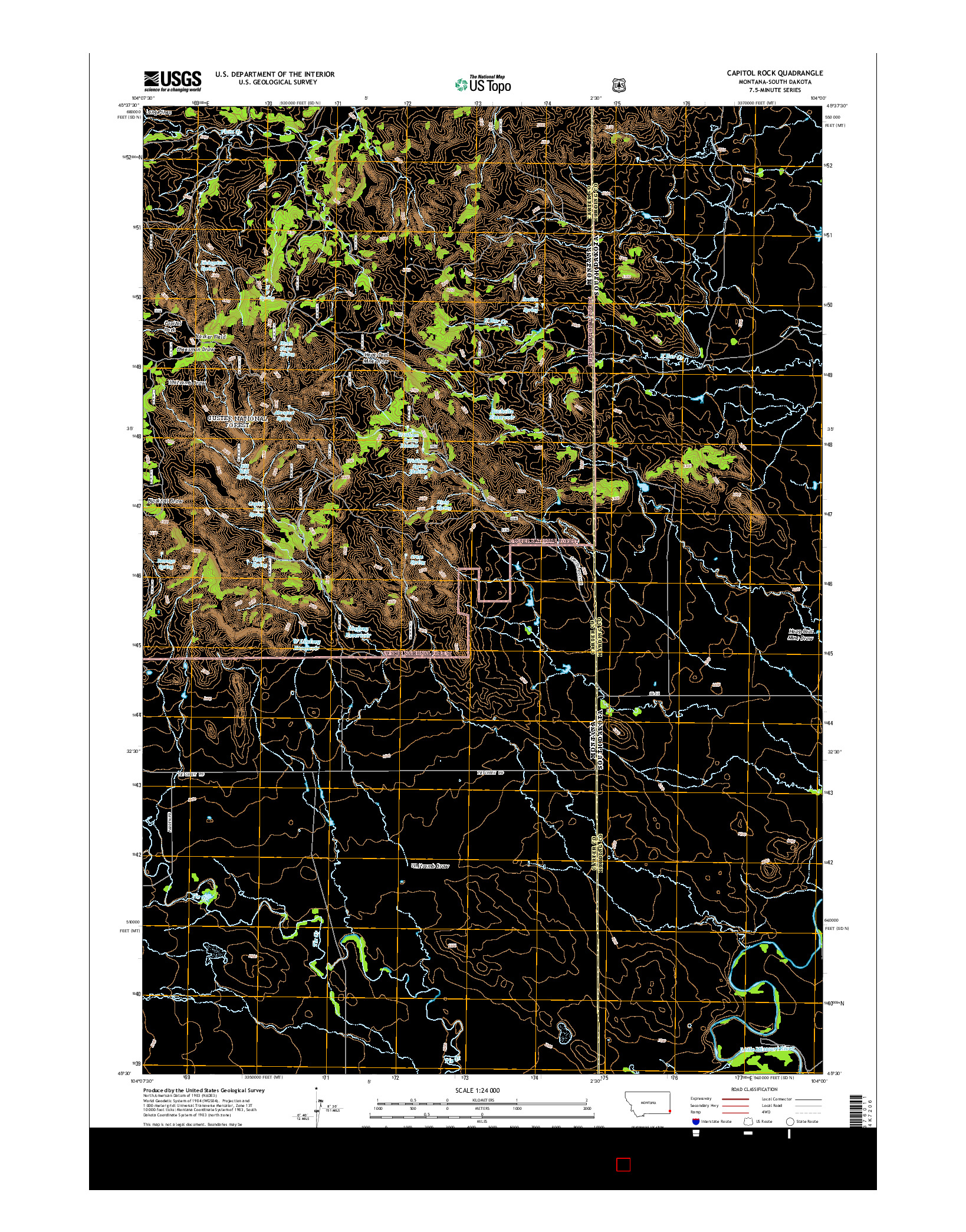 USGS US TOPO 7.5-MINUTE MAP FOR CAPITOL ROCK, MT-SD 2014