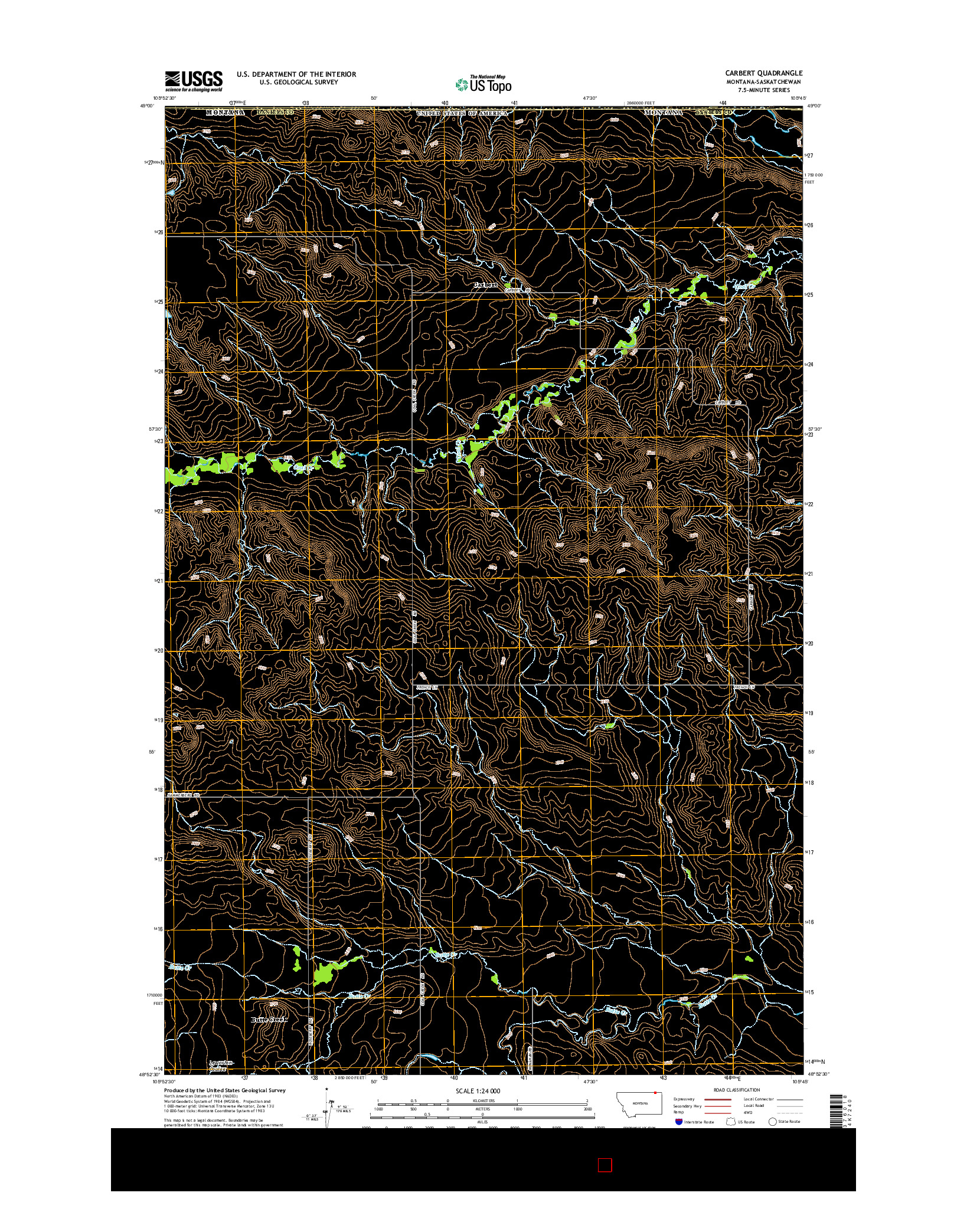 USGS US TOPO 7.5-MINUTE MAP FOR CARBERT, MT-SK 2014