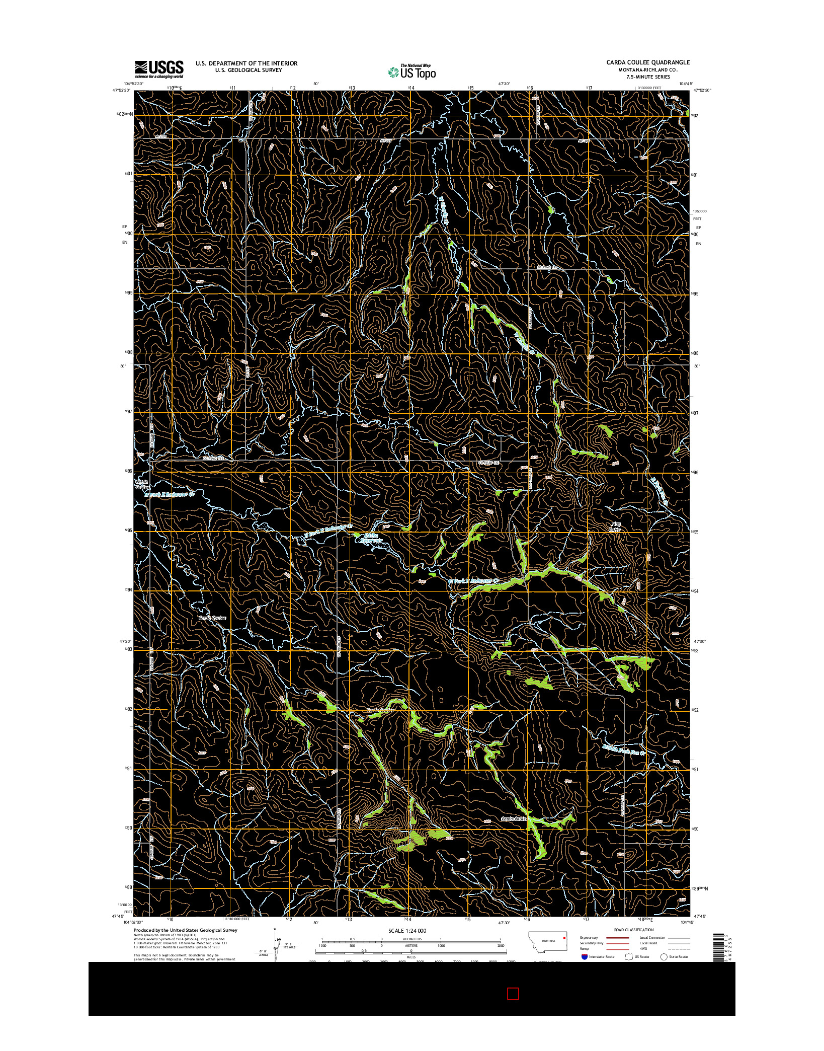 USGS US TOPO 7.5-MINUTE MAP FOR CARDA COULEE, MT 2014