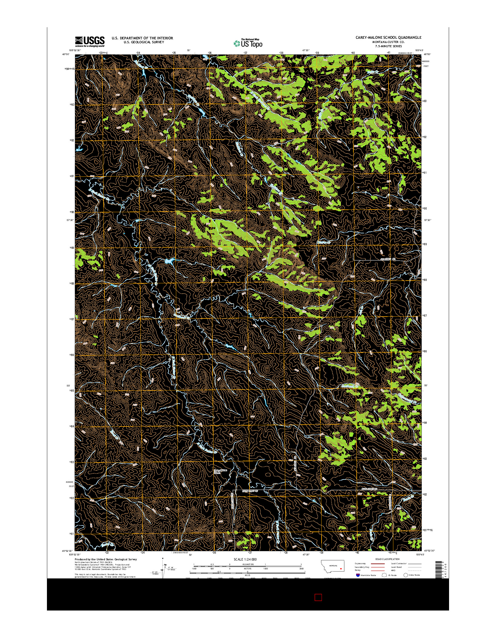 USGS US TOPO 7.5-MINUTE MAP FOR CAREY-MALONE SCHOOL, MT 2014