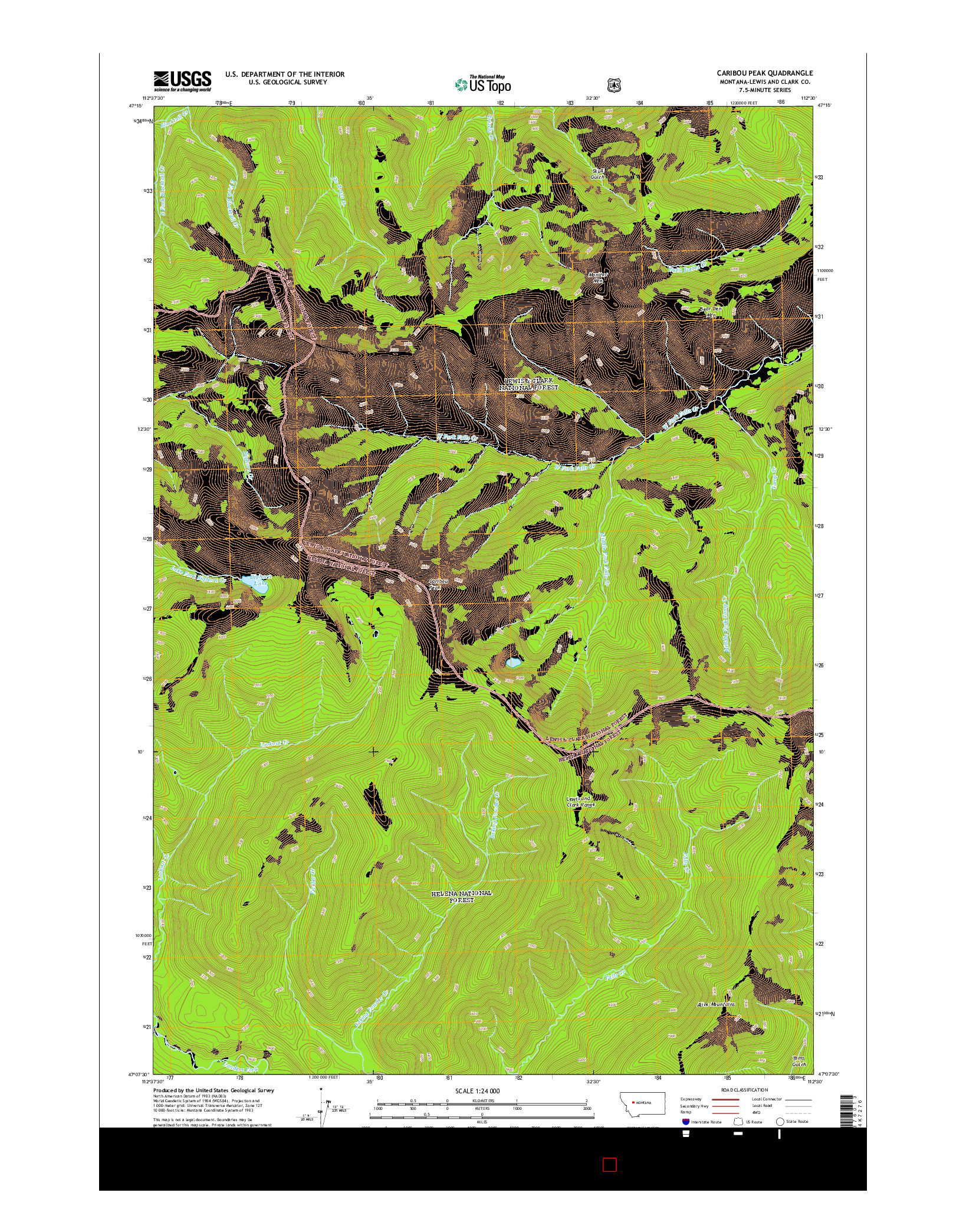 USGS US TOPO 7.5-MINUTE MAP FOR CARIBOU PEAK, MT 2014
