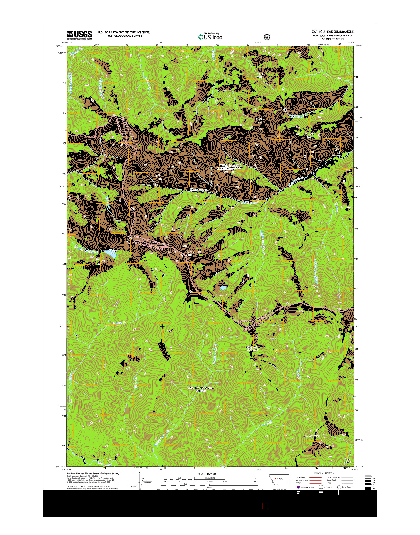 USGS US TOPO 7.5-MINUTE MAP FOR CARIBOU PEAK, MT 2014