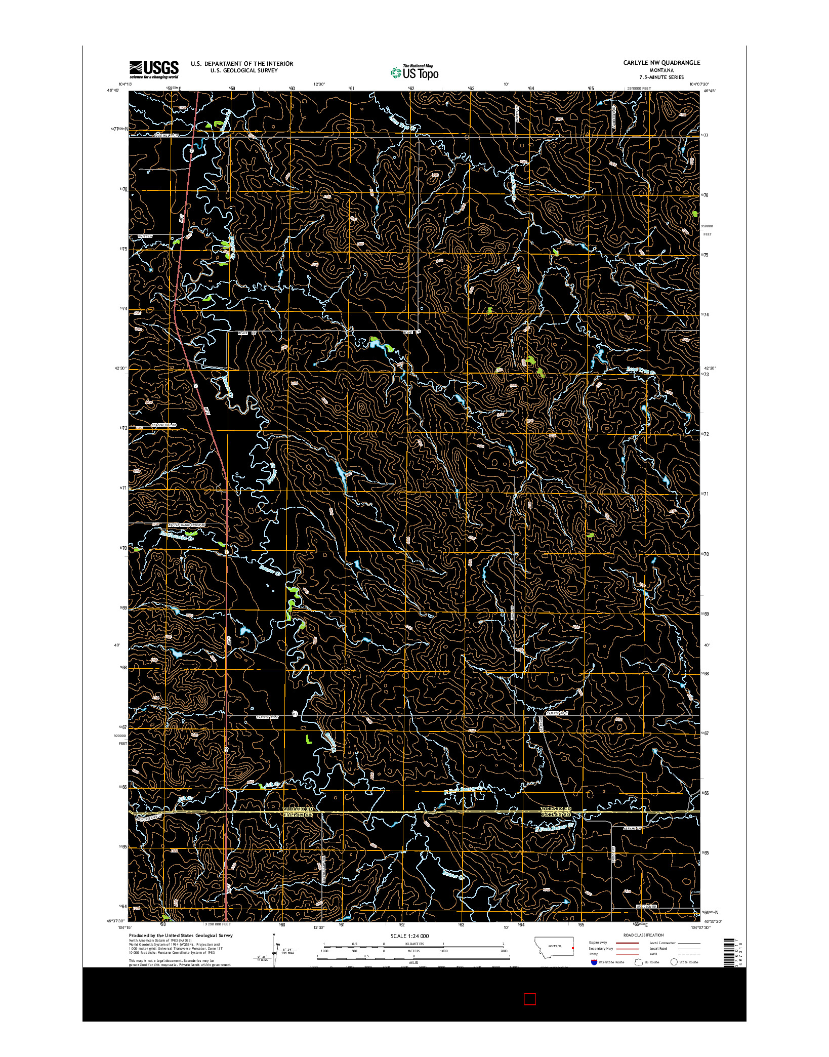 USGS US TOPO 7.5-MINUTE MAP FOR CARLYLE NW, MT 2014