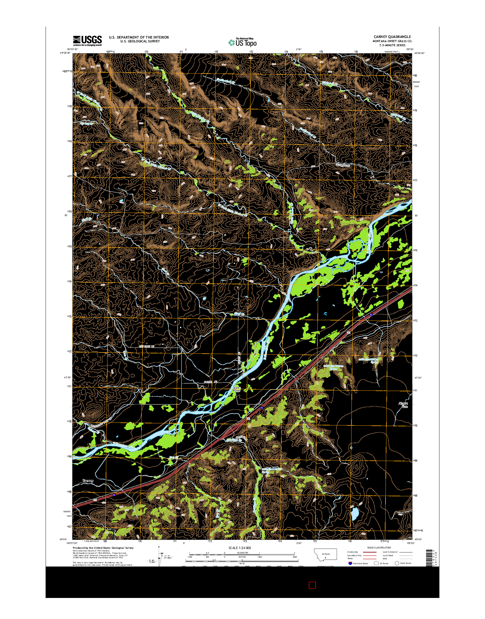 USGS US TOPO 7.5-MINUTE MAP FOR CARNEY, MT 2014