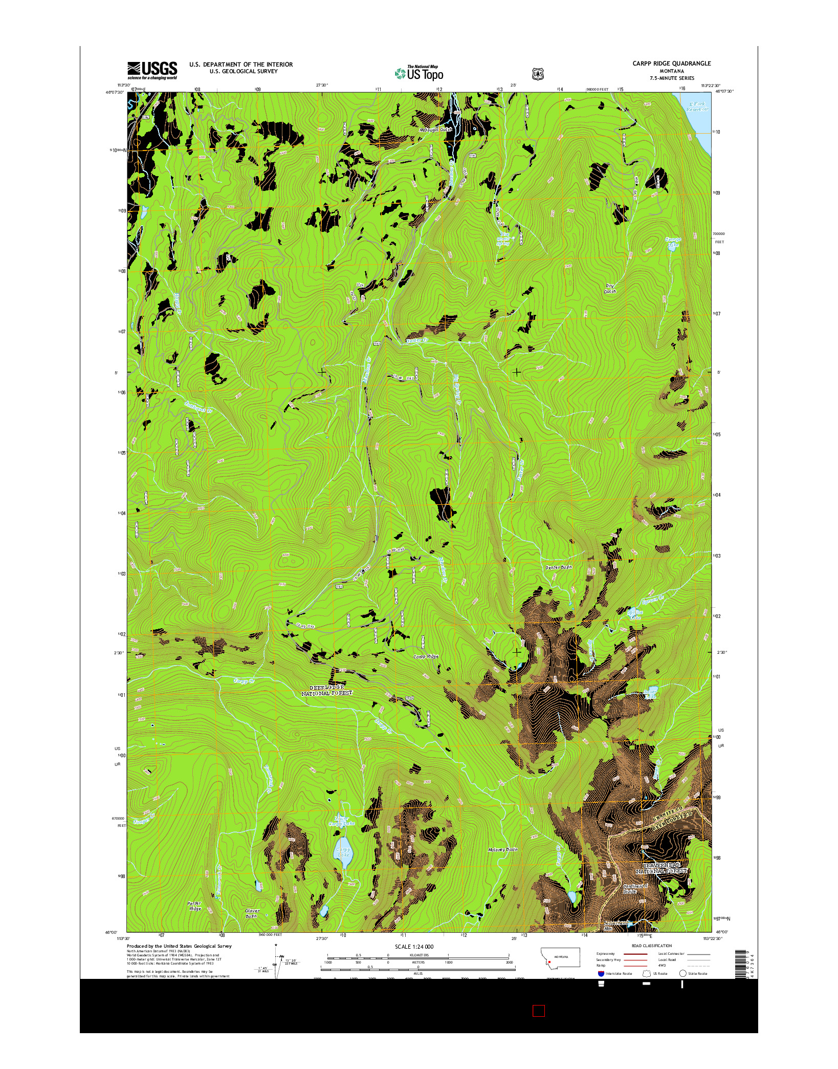 USGS US TOPO 7.5-MINUTE MAP FOR CARPP RIDGE, MT 2014