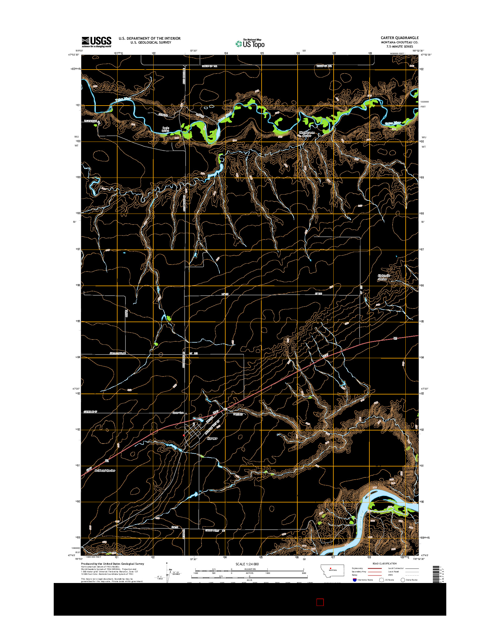 USGS US TOPO 7.5-MINUTE MAP FOR CARTER, MT 2014