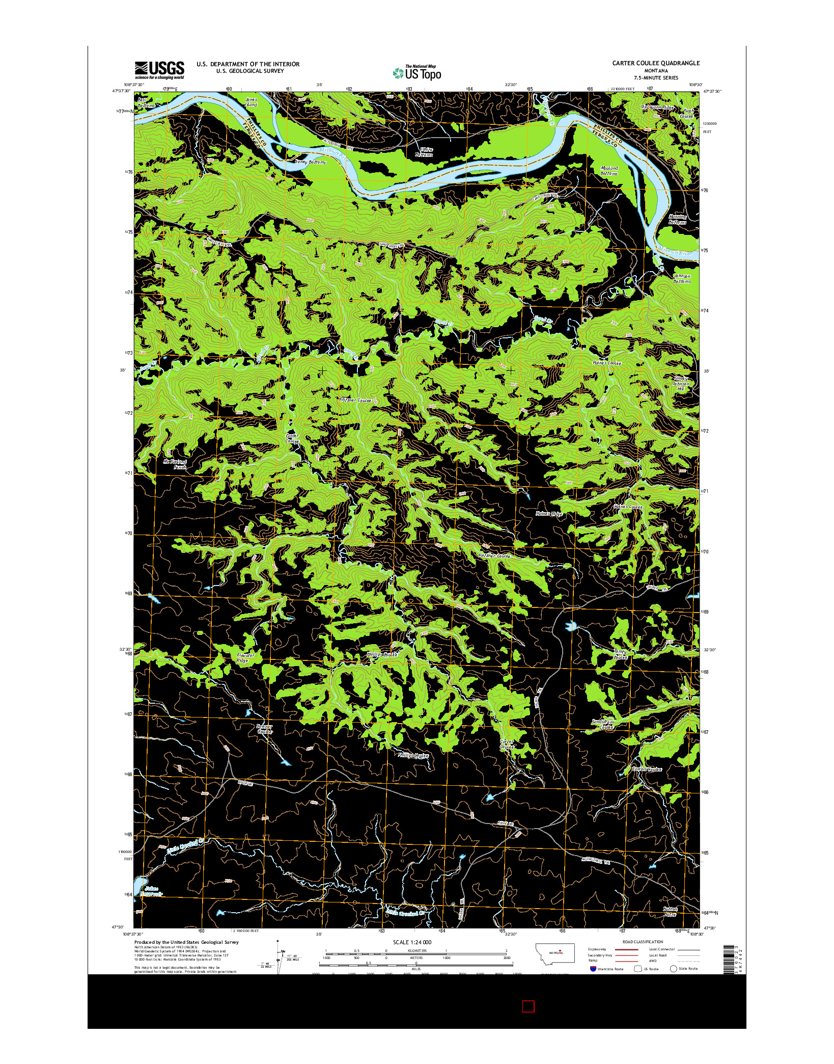 USGS US TOPO 7.5-MINUTE MAP FOR CARTER COULEE, MT 2014