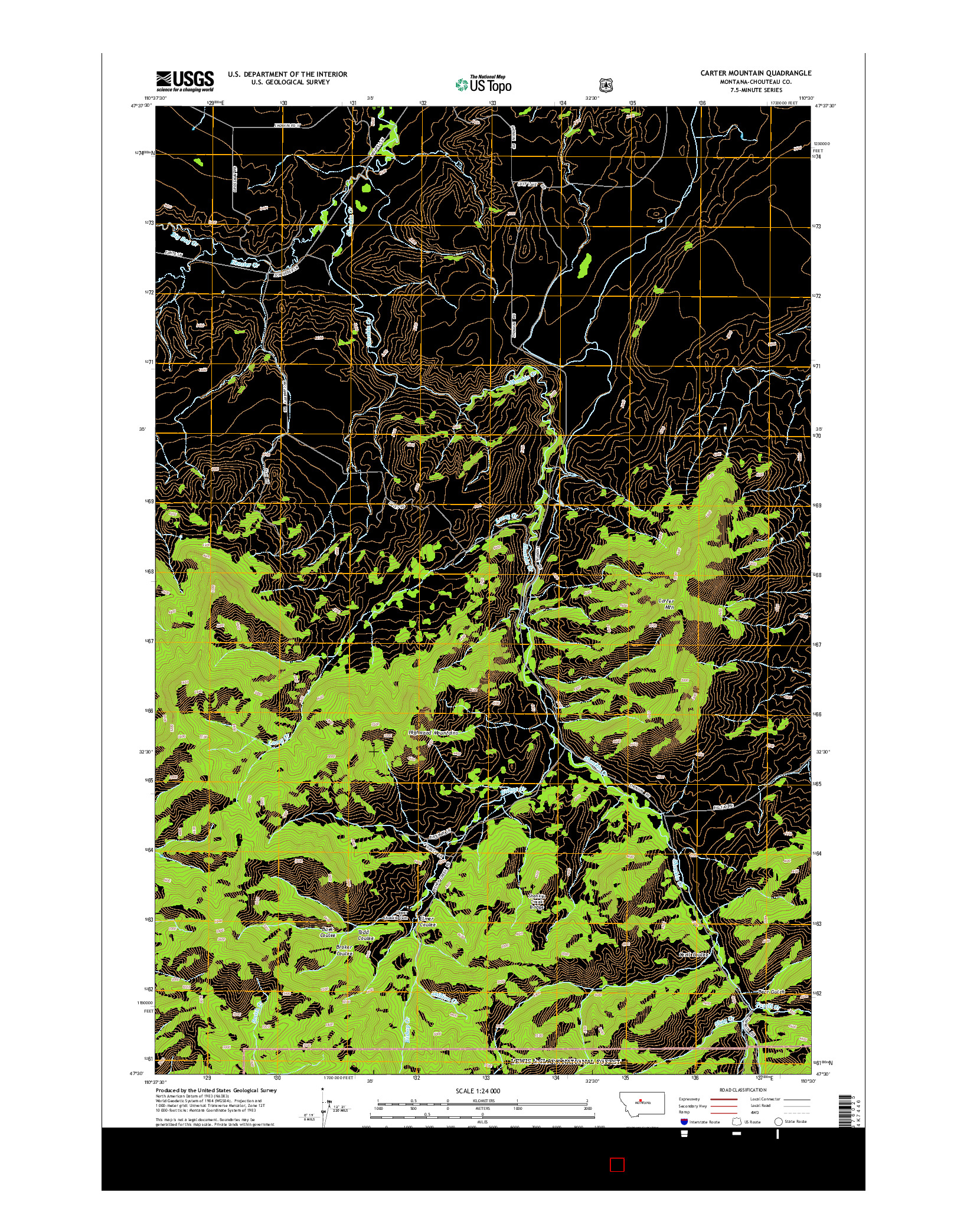USGS US TOPO 7.5-MINUTE MAP FOR CARTER MOUNTAIN, MT 2014