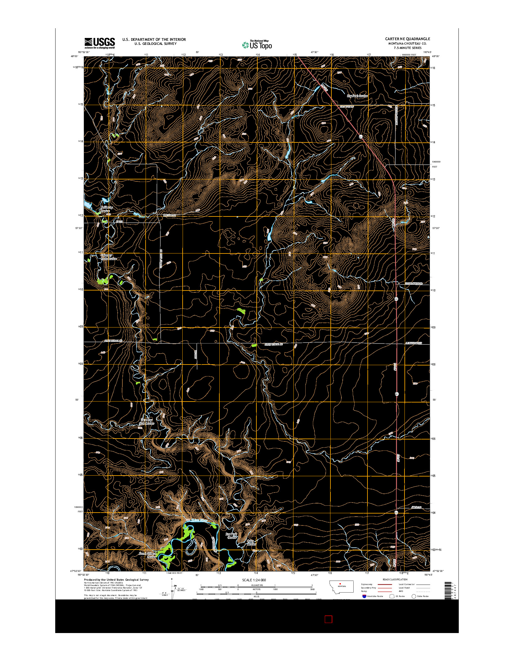 USGS US TOPO 7.5-MINUTE MAP FOR CARTER NE, MT 2014