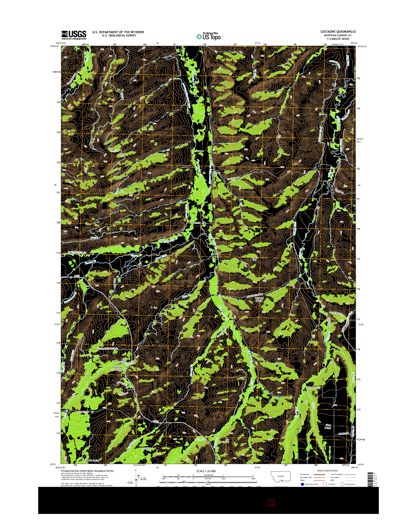 USGS US TOPO 7.5-MINUTE MAP FOR CASTAGNE, MT 2014