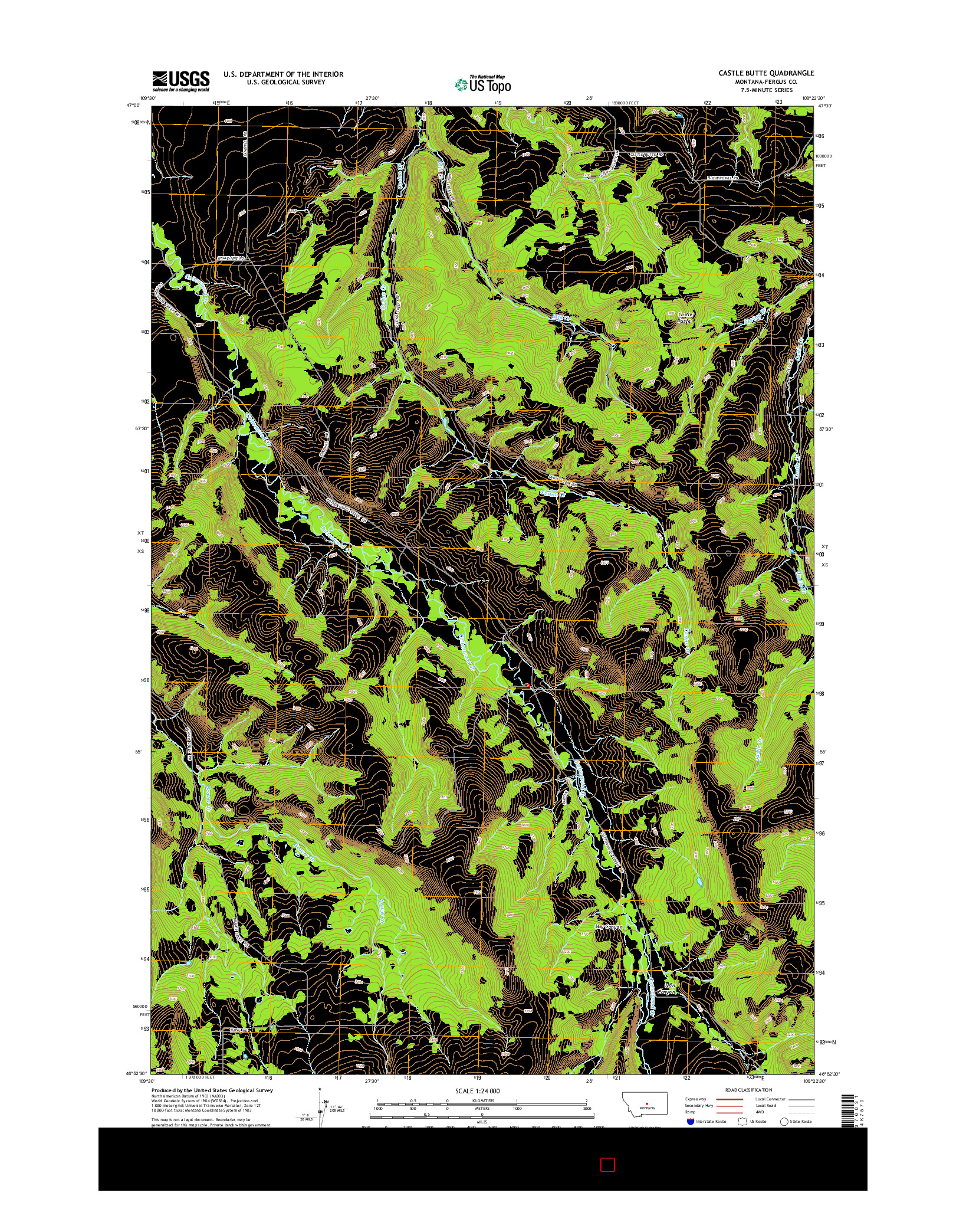 USGS US TOPO 7.5-MINUTE MAP FOR CASTLE BUTTE, MT 2014