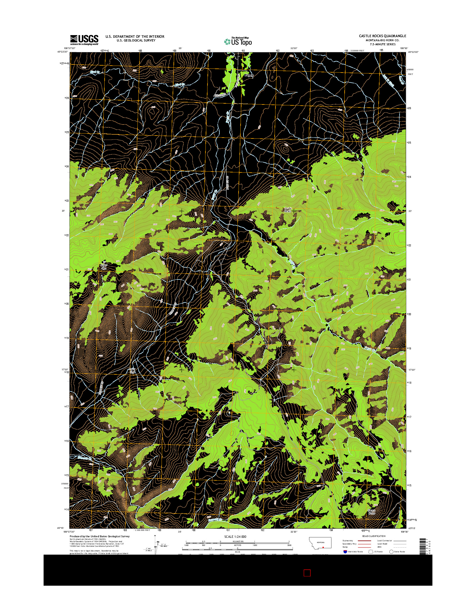 USGS US TOPO 7.5-MINUTE MAP FOR CASTLE ROCKS, MT 2014