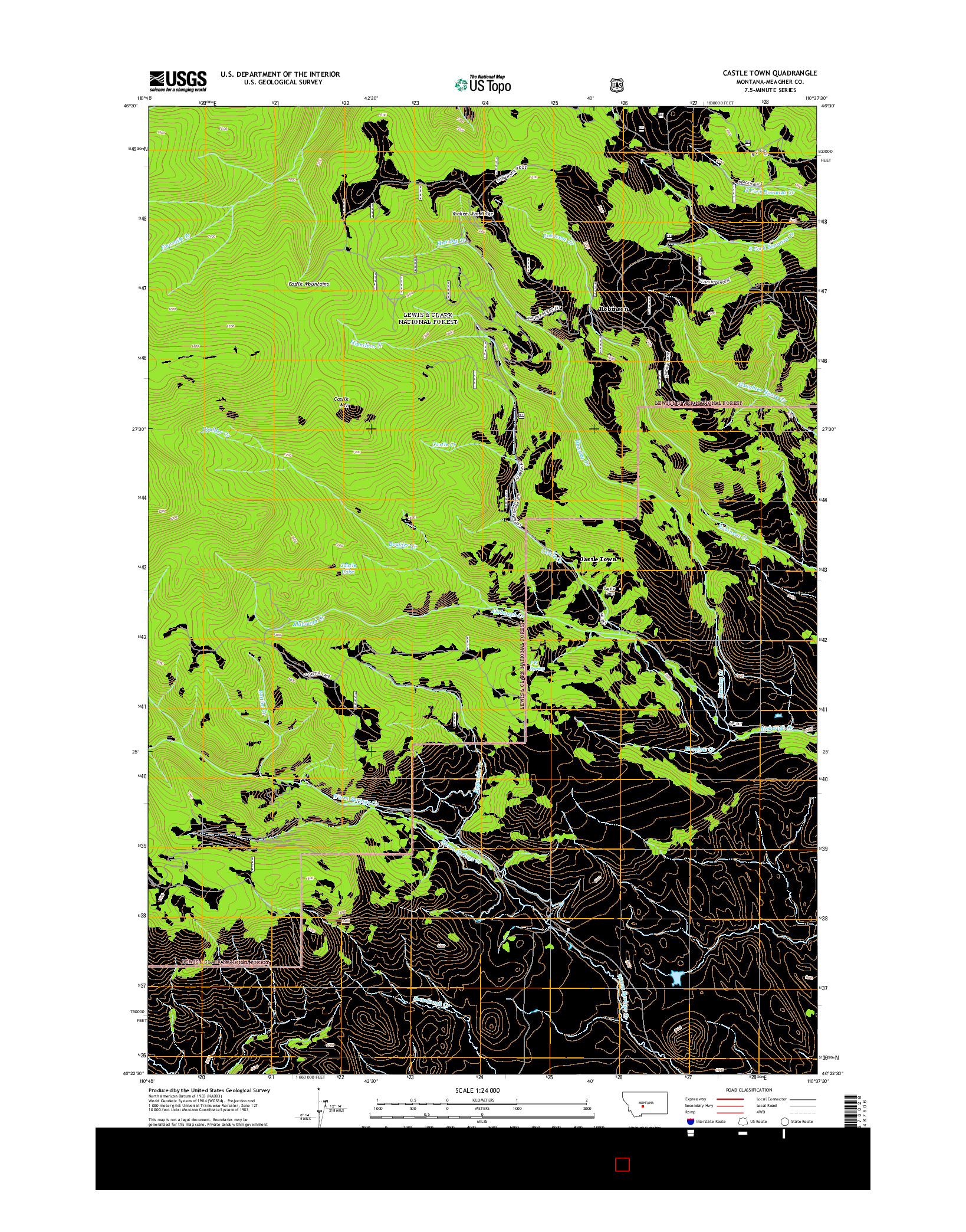 USGS US TOPO 7.5-MINUTE MAP FOR CASTLE TOWN, MT 2014