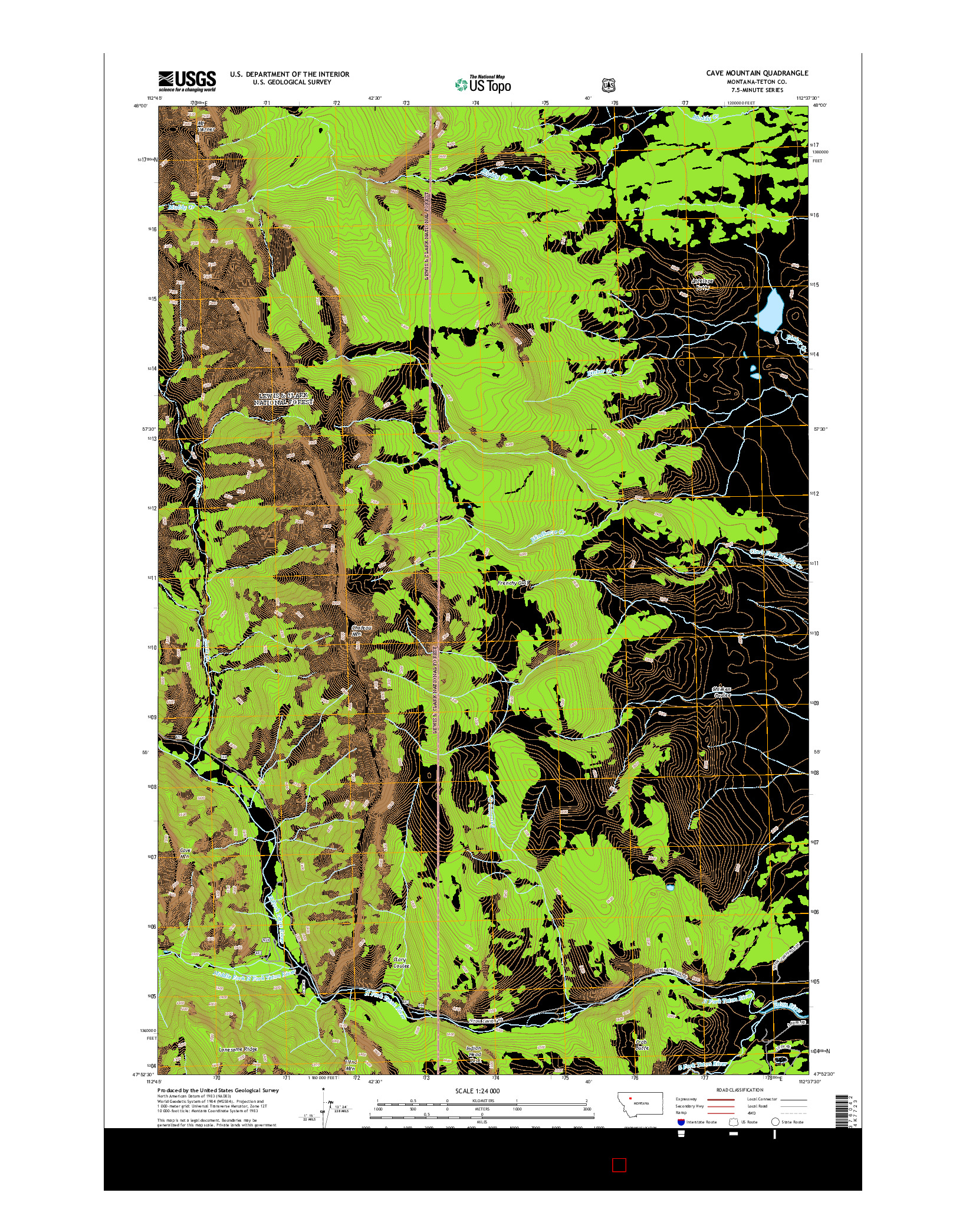 USGS US TOPO 7.5-MINUTE MAP FOR CAVE MOUNTAIN, MT 2014