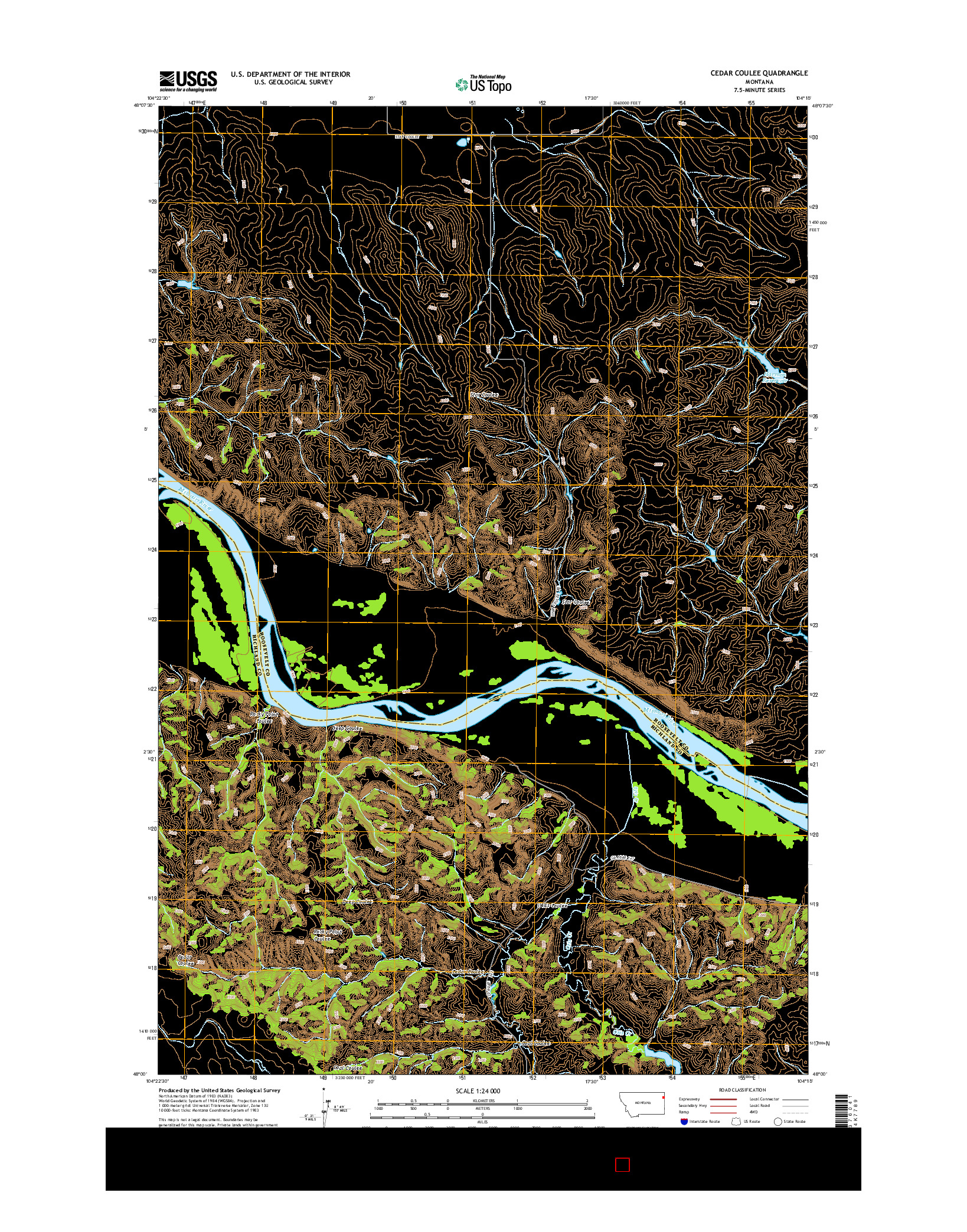 USGS US TOPO 7.5-MINUTE MAP FOR CEDAR COULEE, MT 2014