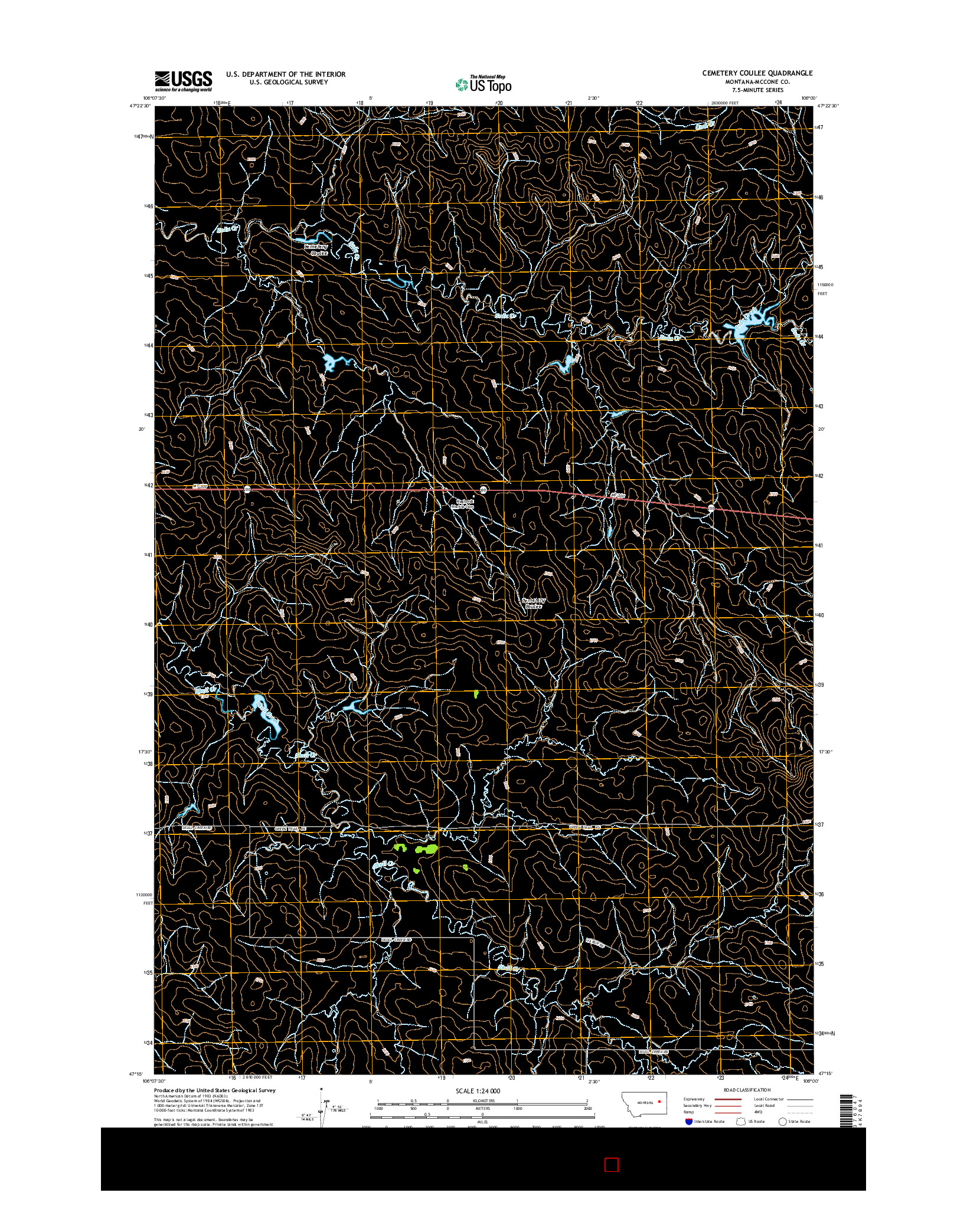 USGS US TOPO 7.5-MINUTE MAP FOR CEMETERY COULEE, MT 2014