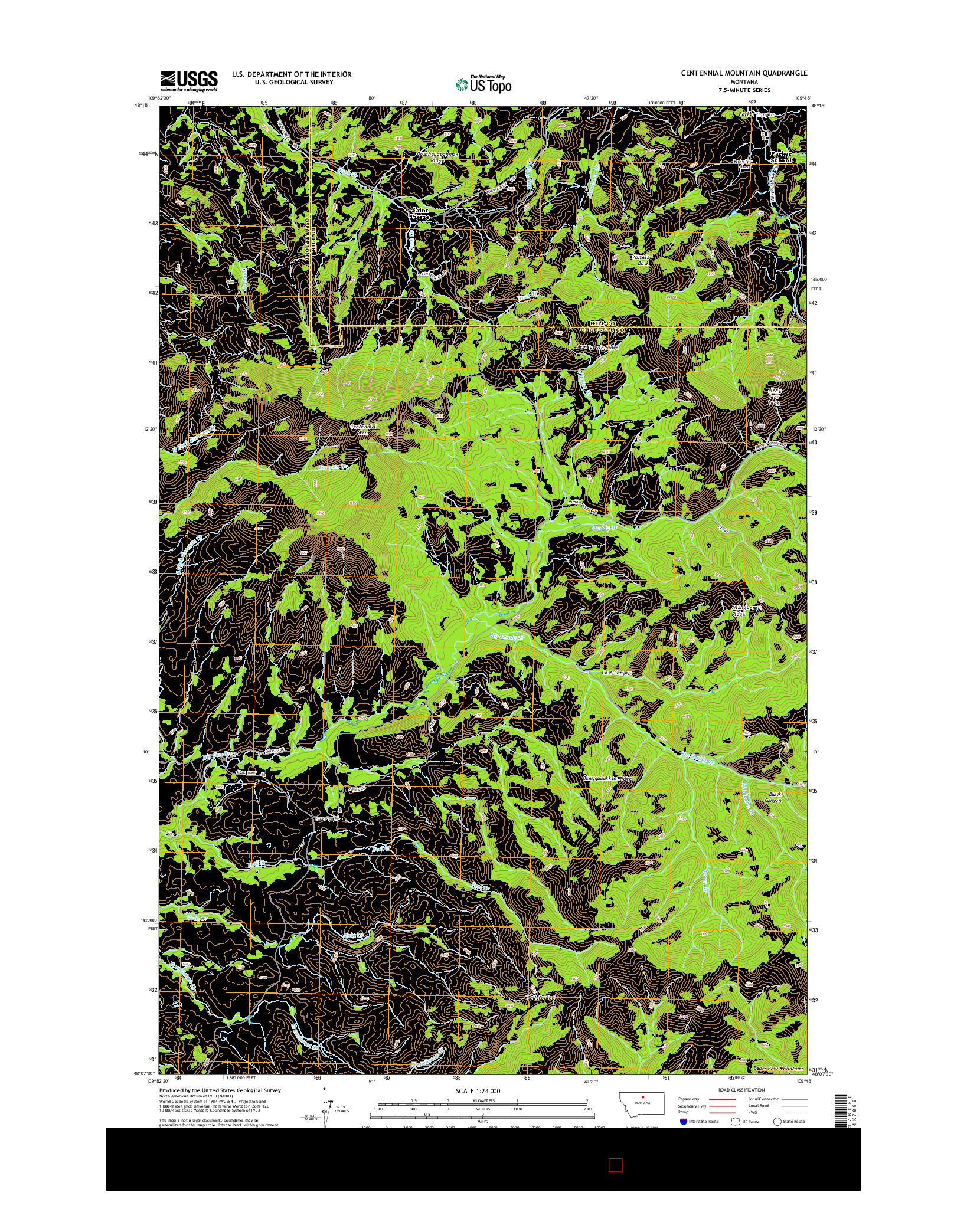 USGS US TOPO 7.5-MINUTE MAP FOR CENTENNIAL MOUNTAIN, MT 2014