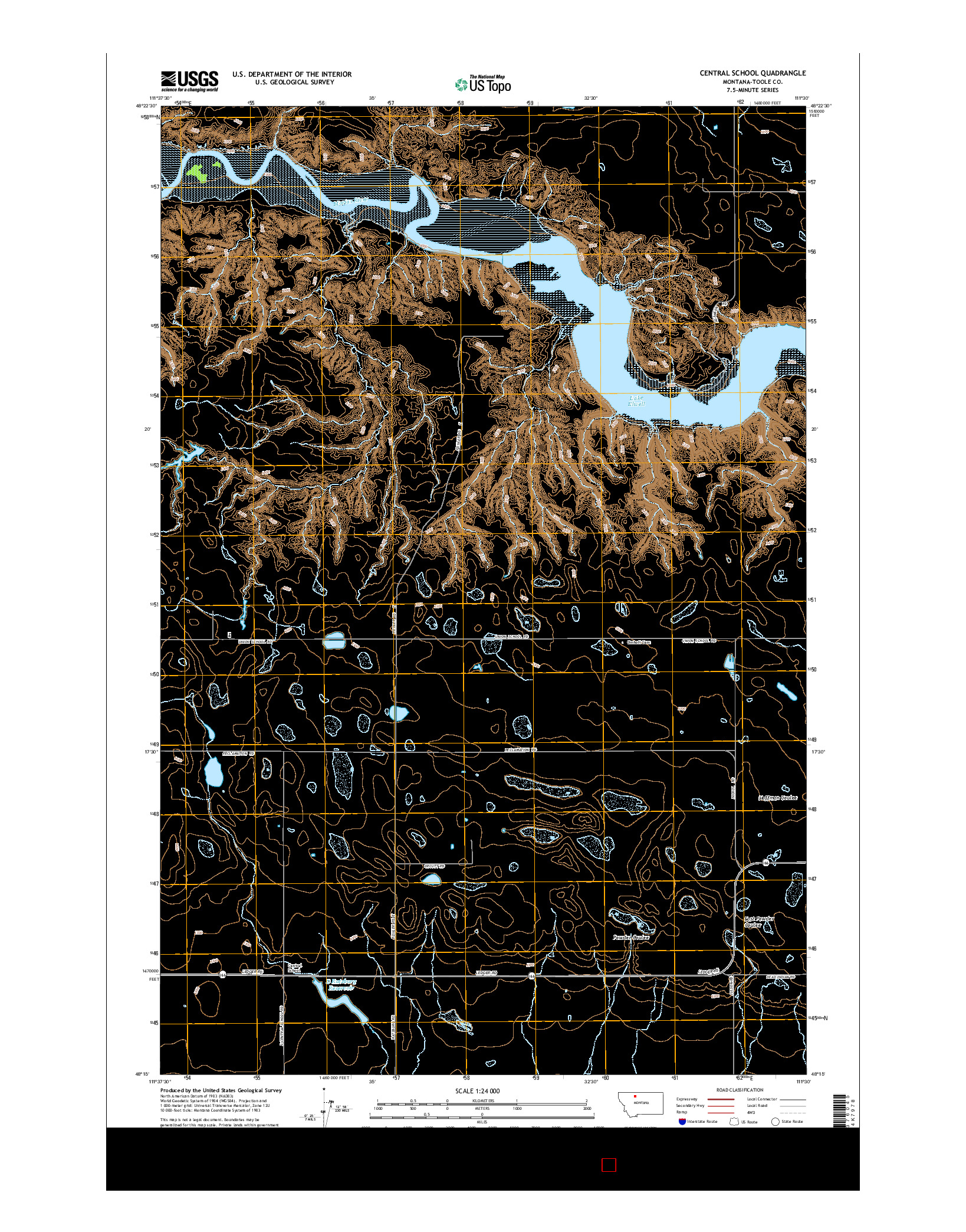 USGS US TOPO 7.5-MINUTE MAP FOR CENTRAL SCHOOL, MT 2014