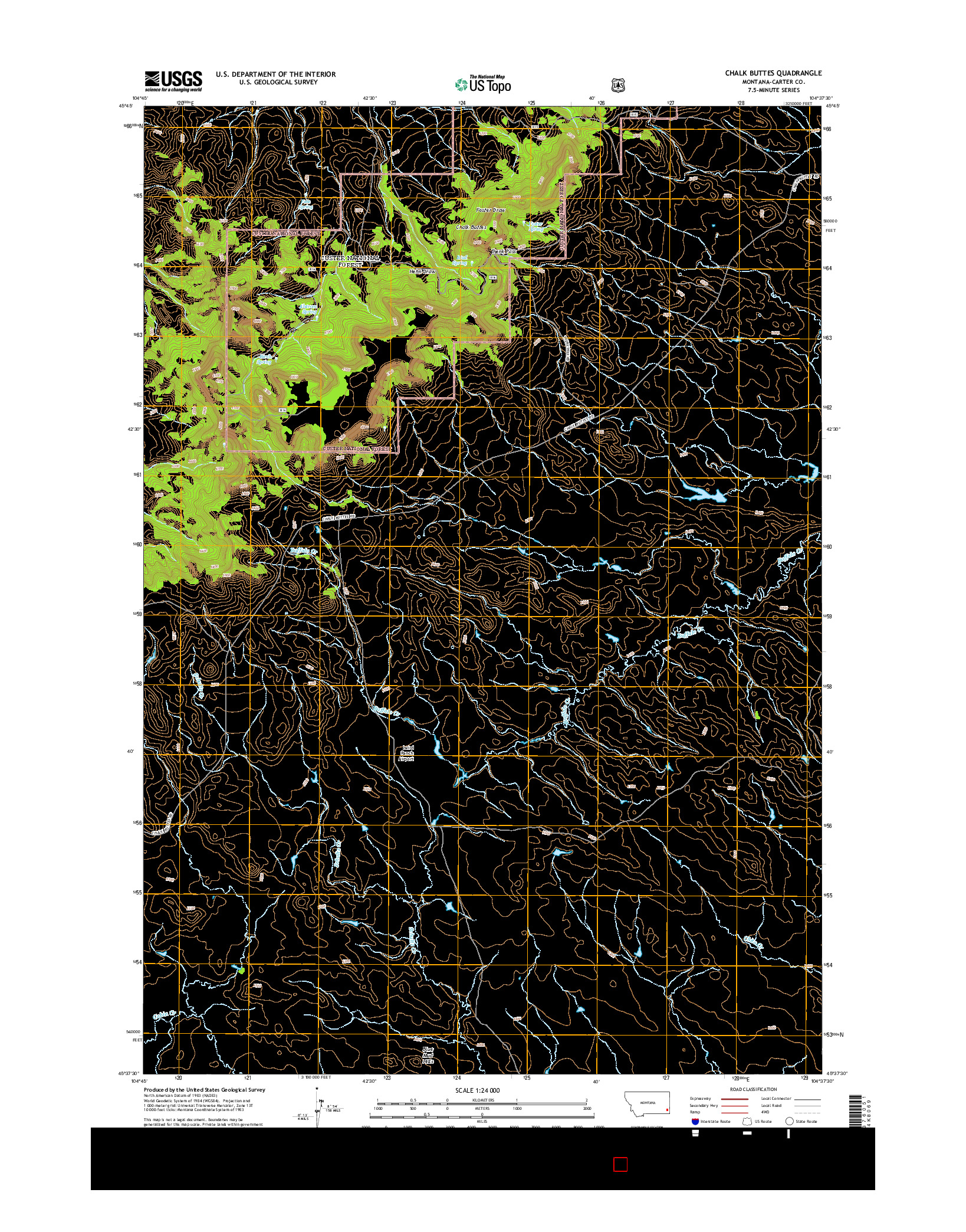 USGS US TOPO 7.5-MINUTE MAP FOR CHALK BUTTES, MT 2014