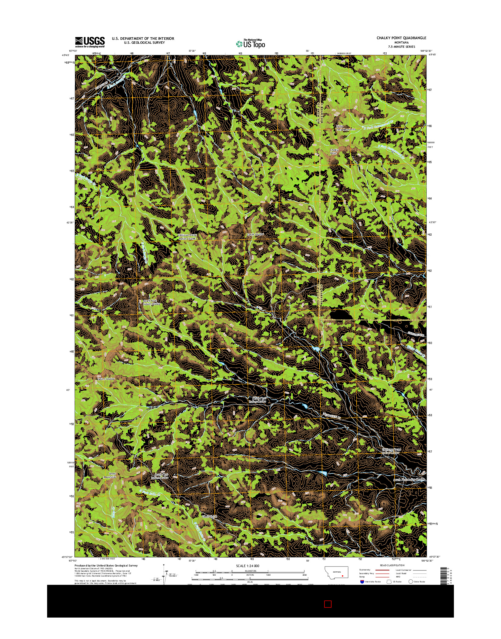 USGS US TOPO 7.5-MINUTE MAP FOR CHALKY POINT, MT 2014