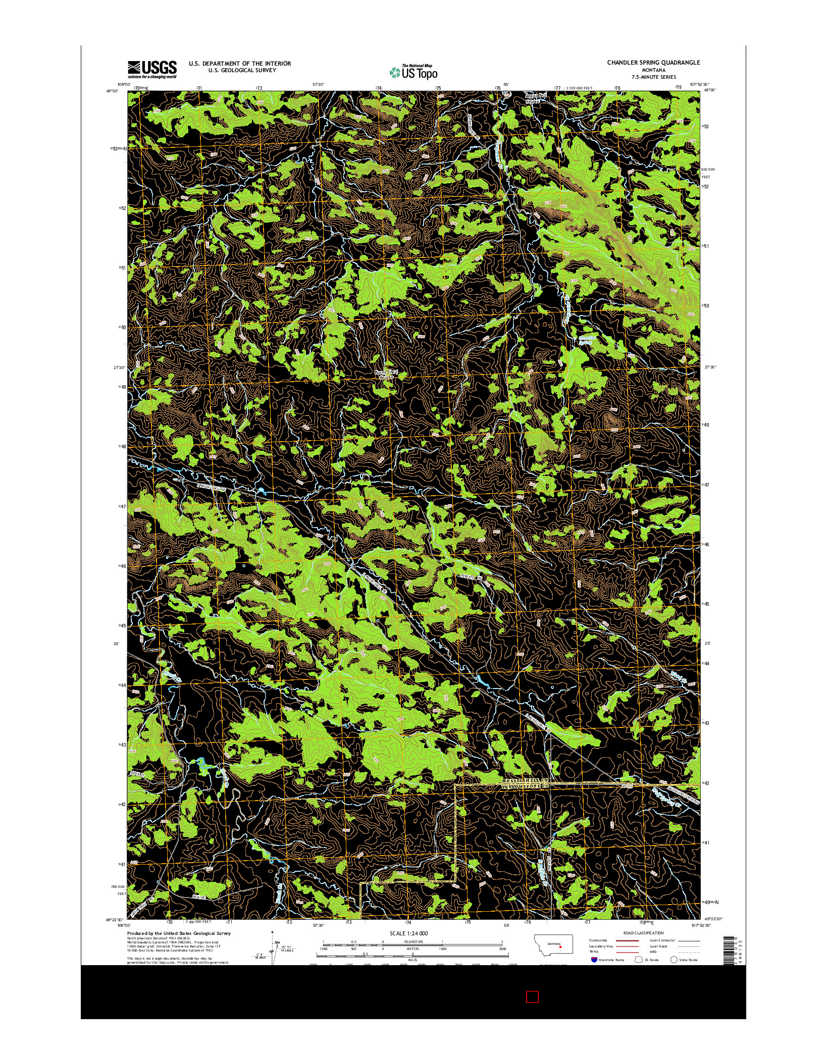 USGS US TOPO 7.5-MINUTE MAP FOR CHANDLER SPRING, MT 2014